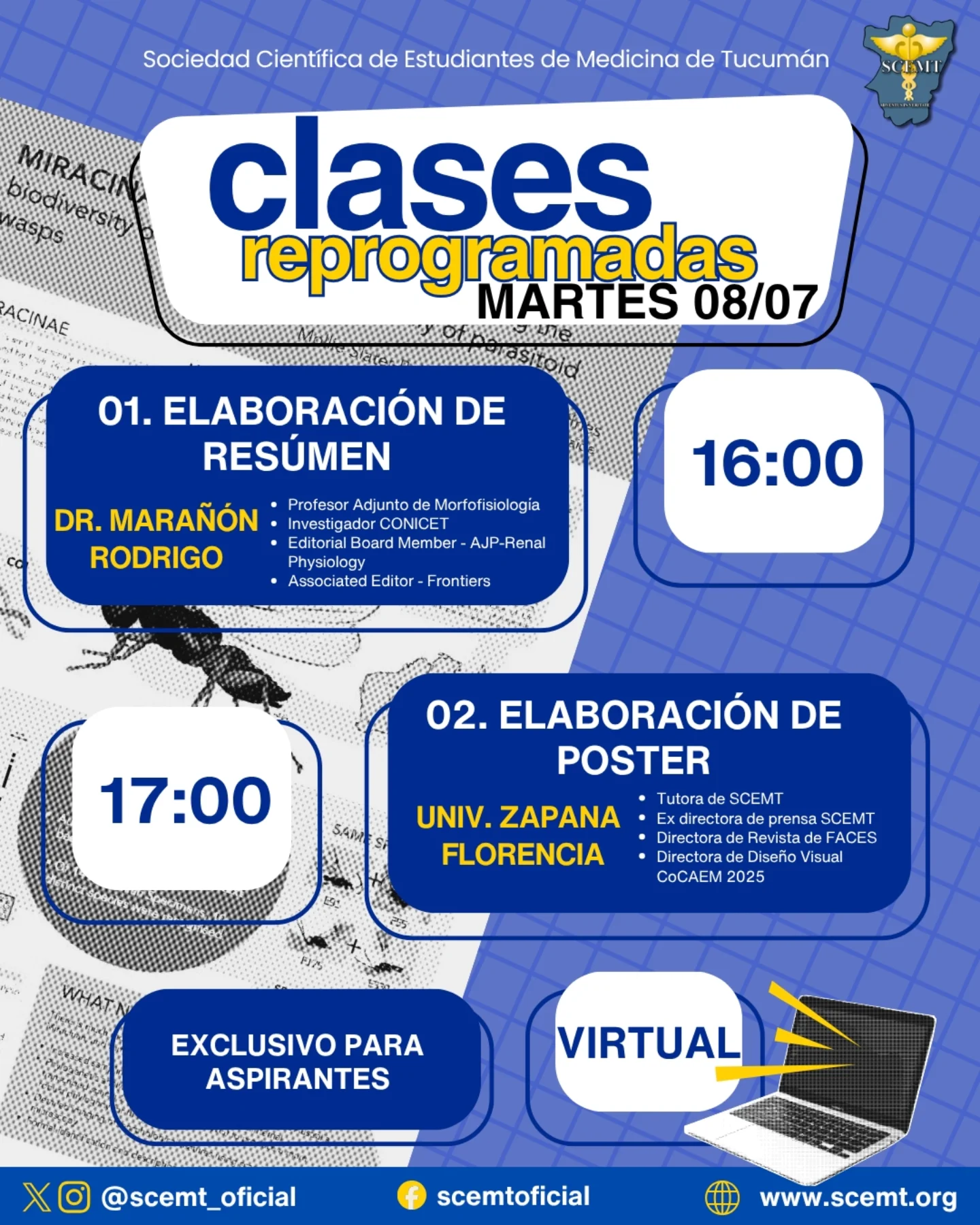 📢 ¡Atención aspirantes! Las clases fueron reprogramadas para que nadie ...
