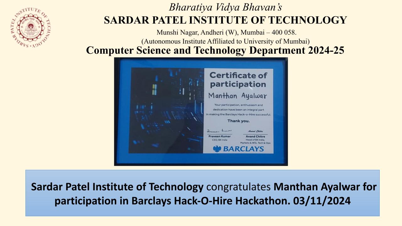 Sardar Patel Insititute Of Technology | Mumbai
