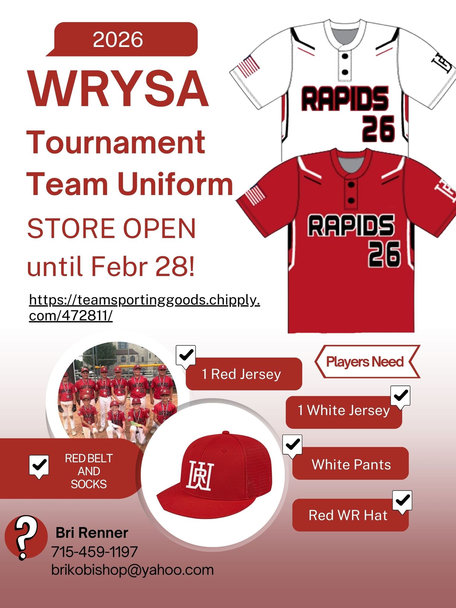 2026 Tournament Baseball Uniform... - Wrysa Baseball-Softball | Facebook