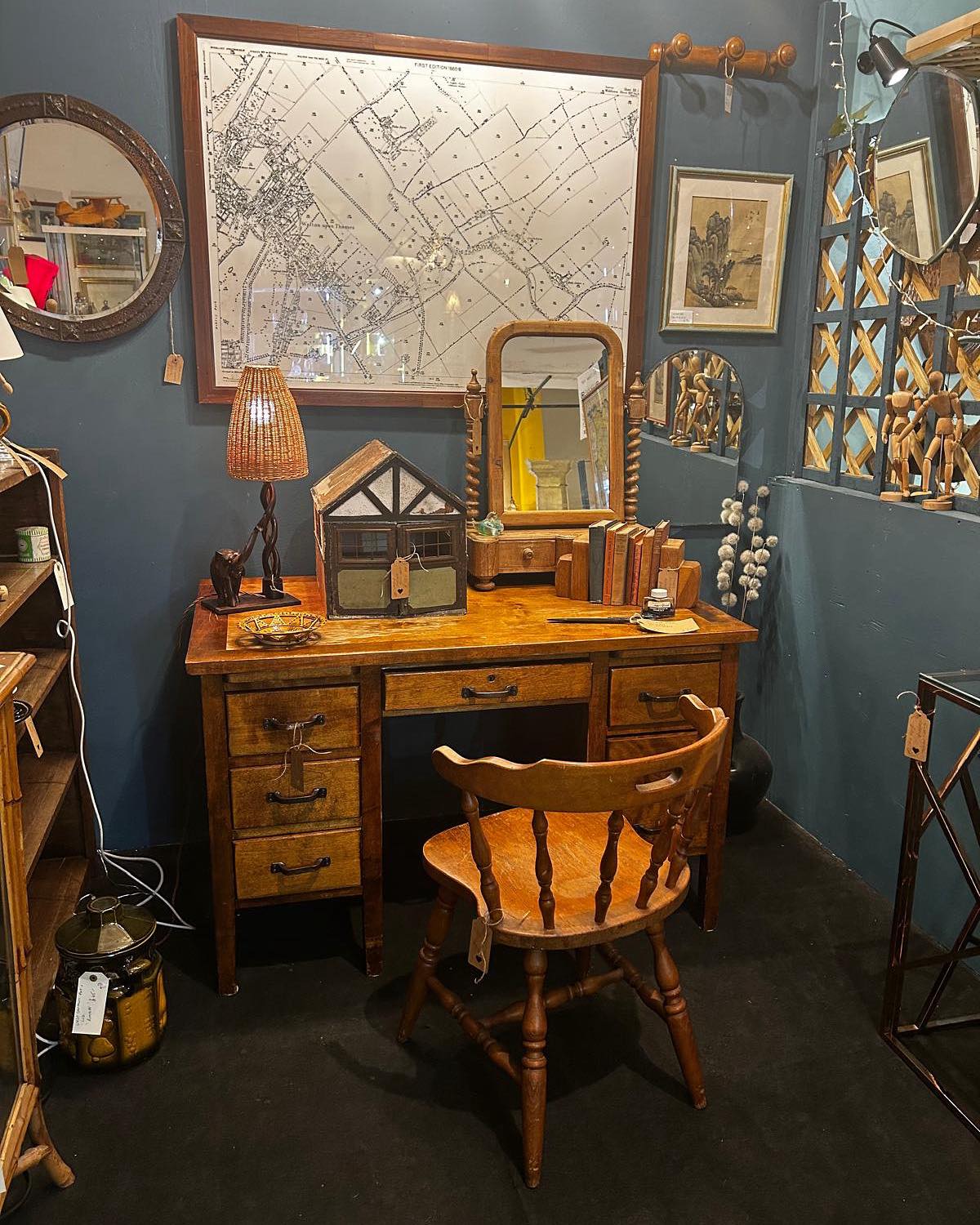 A Corner for Contemplation: This vintage desk setup, complete with 