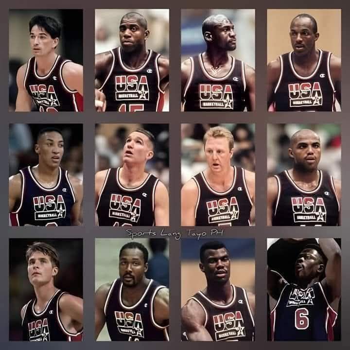 What were the starting five for the 1992 USA Dream Team?