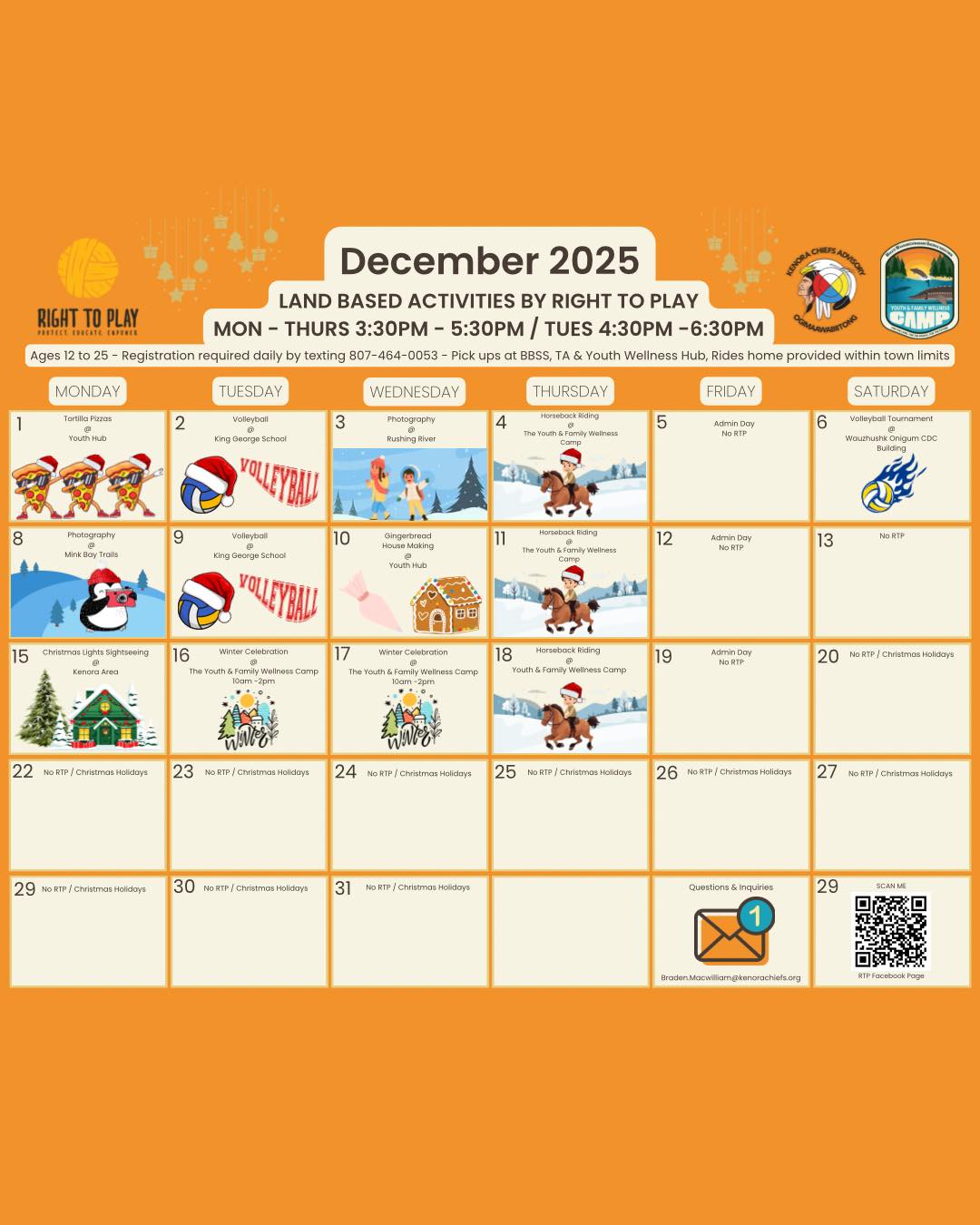 Here is the RTP calendar for... - Kenora Youth Wellness Hub | Facebook