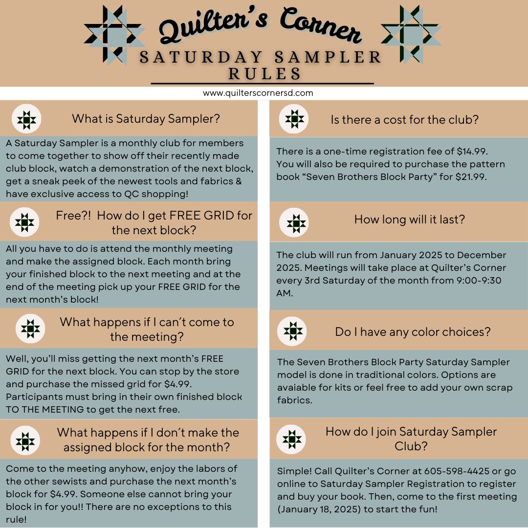 Introducing our 2025 SATURDAY SAMPLER... - Quilter's Corner