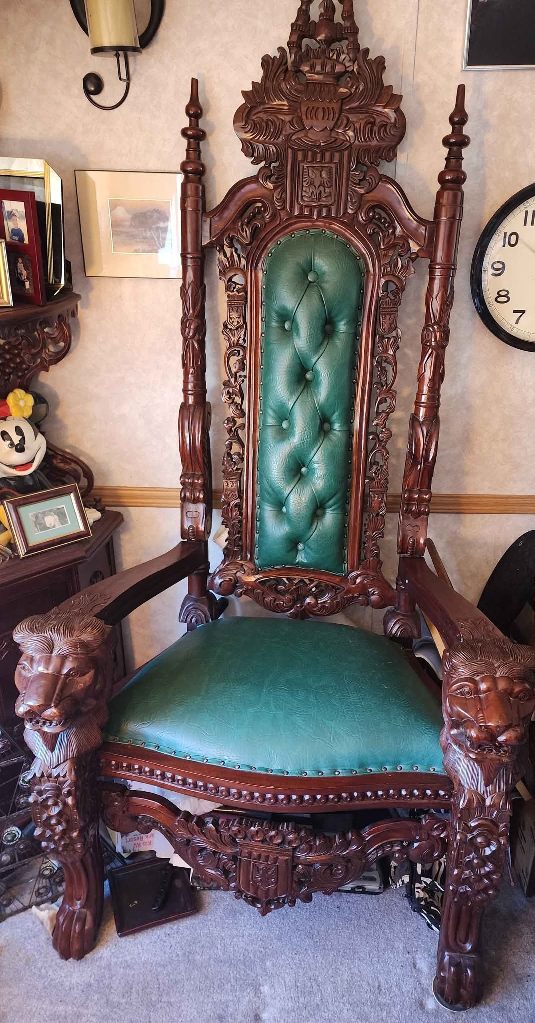 Lord Raffles Leather Lion Throne Chair Walnut Brown $1,900 obo - Chairs ...