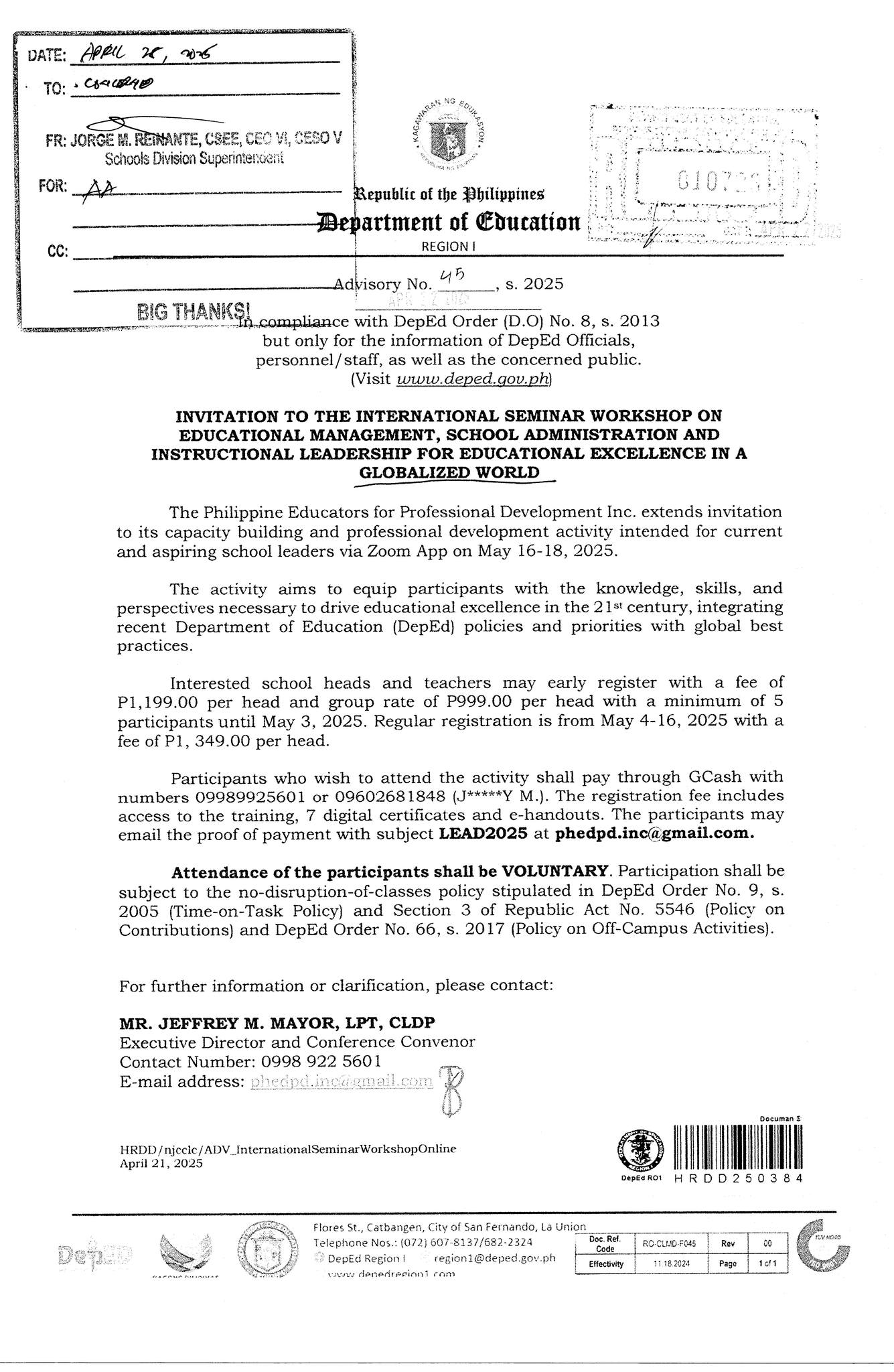 DepEd - Regional Advisory No. 45, s. 2025 Invitation to the ...