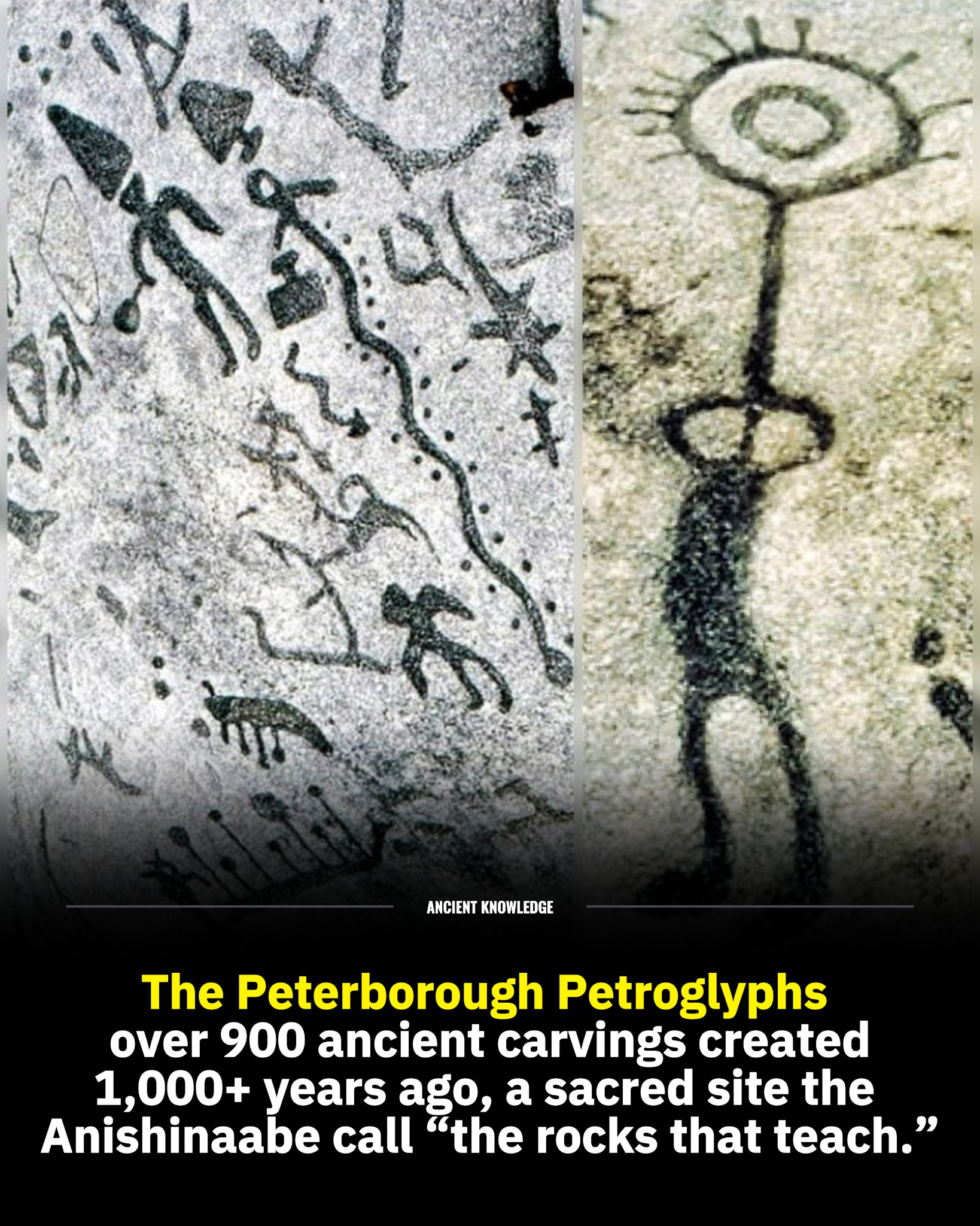 Ancient - The Peterborough Petroglyphs in Ontario are the largest ...