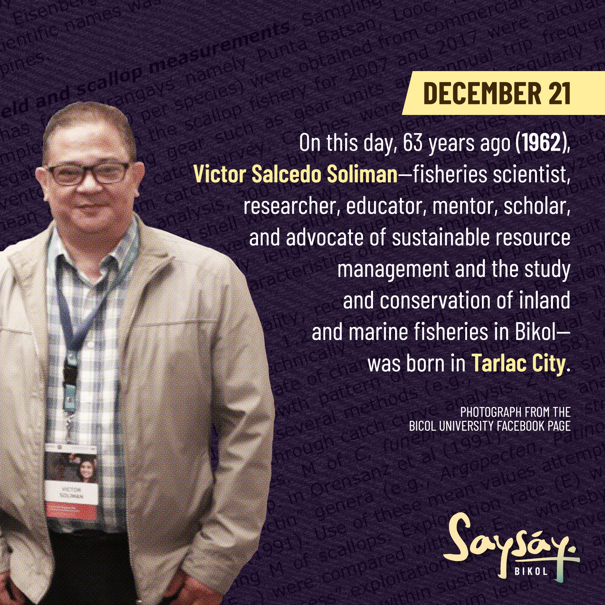 Saysay - 𝗩𝗜𝗖 𝗦𝗢𝗟𝗜𝗠𝗔𝗡'𝗦 𝗦𝗖𝗜𝗘𝗡𝗖𝗘 𝗔𝗡𝗗 𝗧𝗛𝗘 𝗪𝗔𝗧𝗘𝗥𝗦 𝗢𝗙 𝗕𝗜𝗞𝗢𝗟 – Victor Salcedo ...