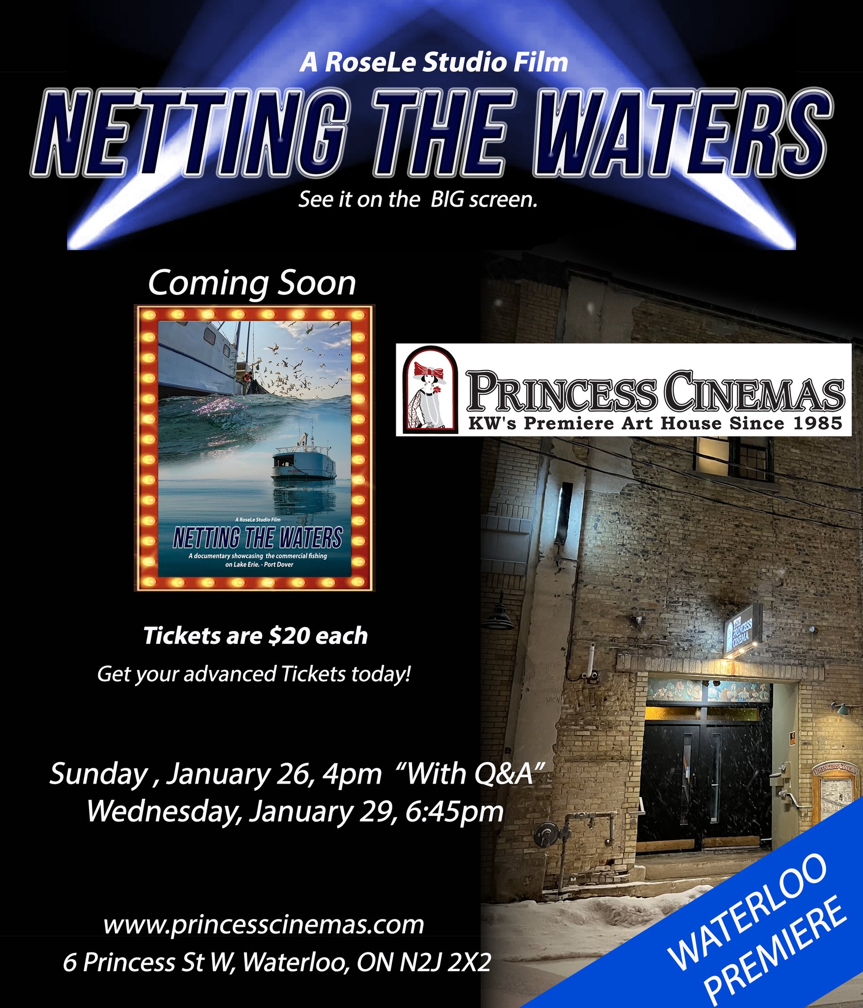What is the history of the movie theater on East 156 near Waterloo?