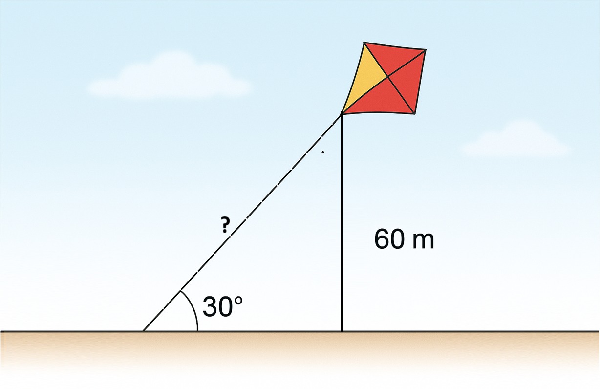 Math and Science | A kite is flying at a height of 60 m | Facebook