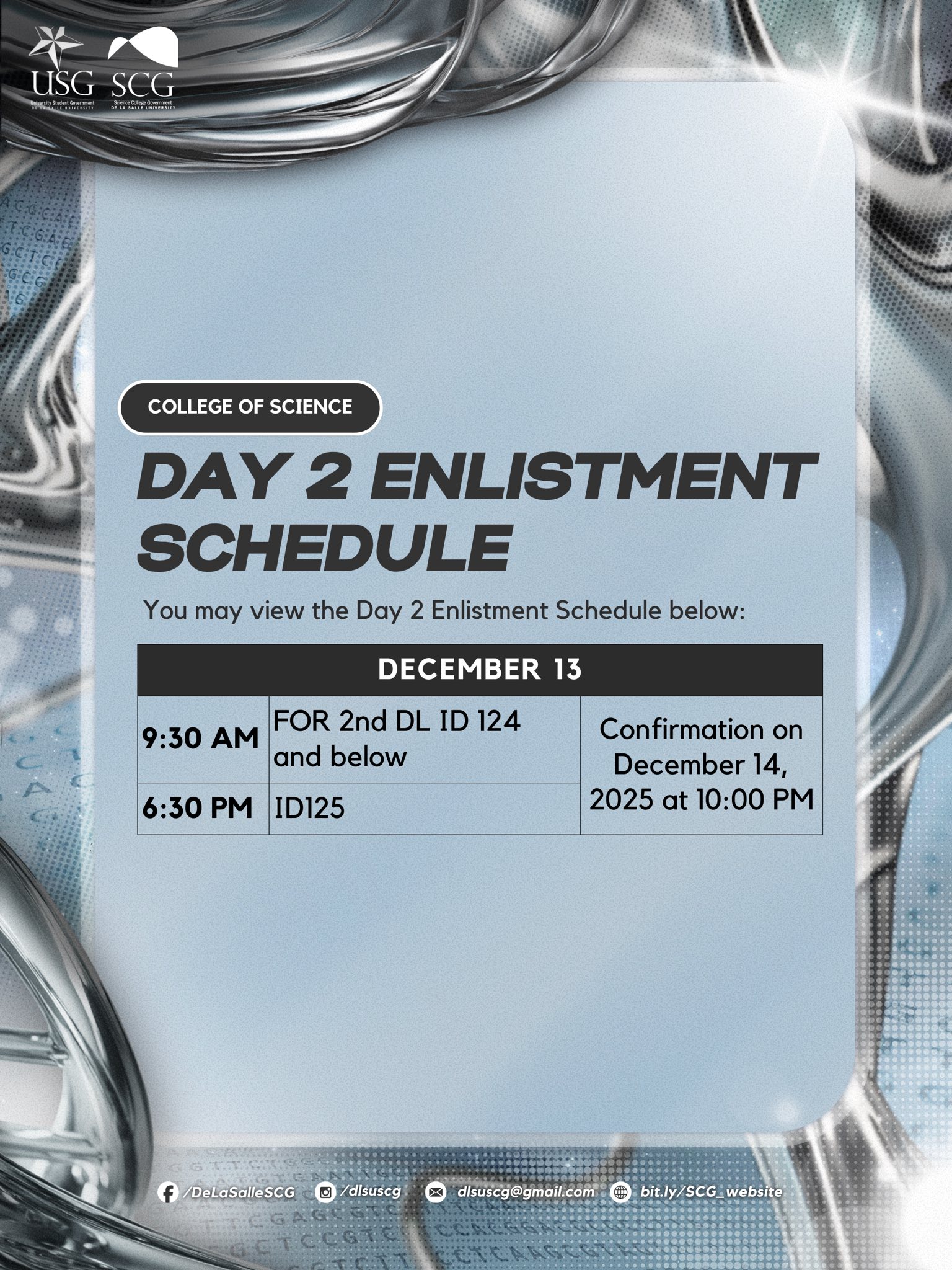 [COS DAY 2 ENLISTMENT —... - DLSU Science College Government | Facebook
