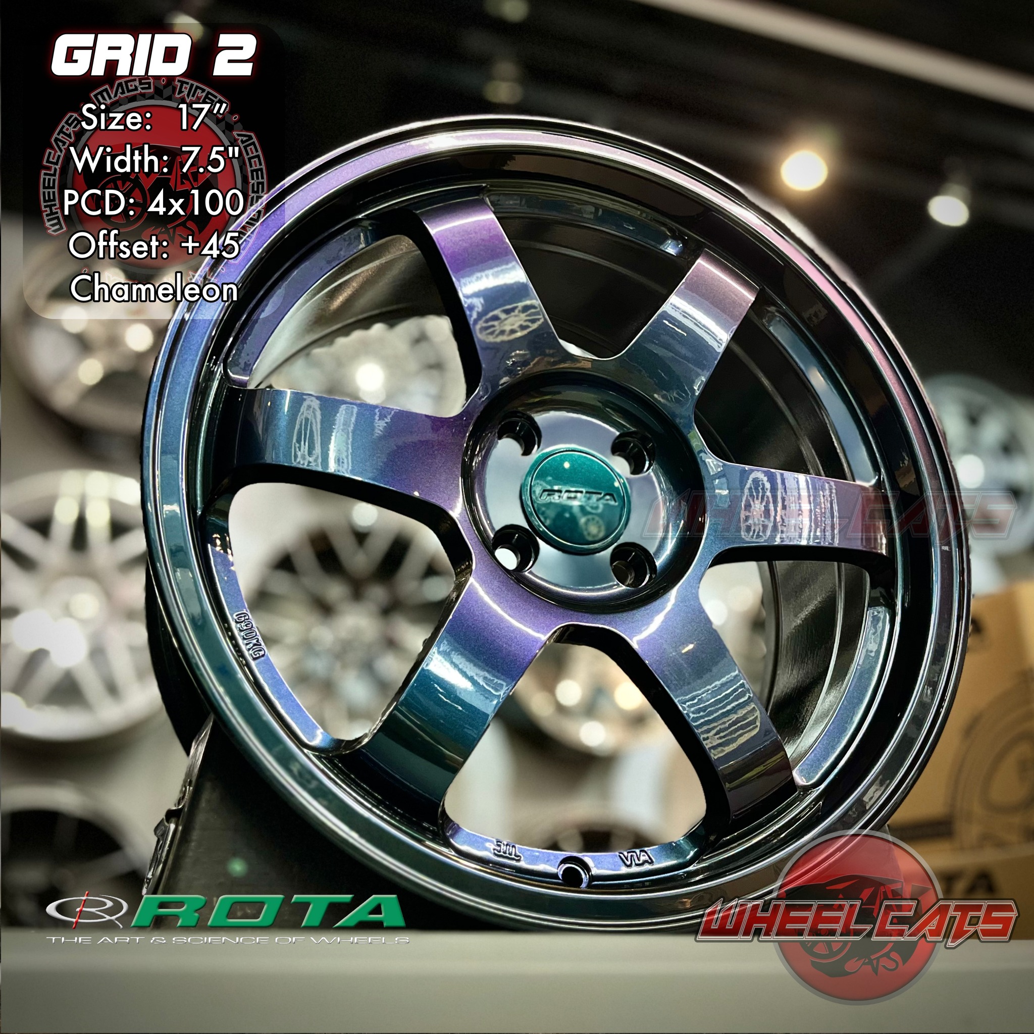 WheelCats - ROTA GRID2 17x7.5 4x100 in special color CHAMELEON 💜💚💙 ALL ...