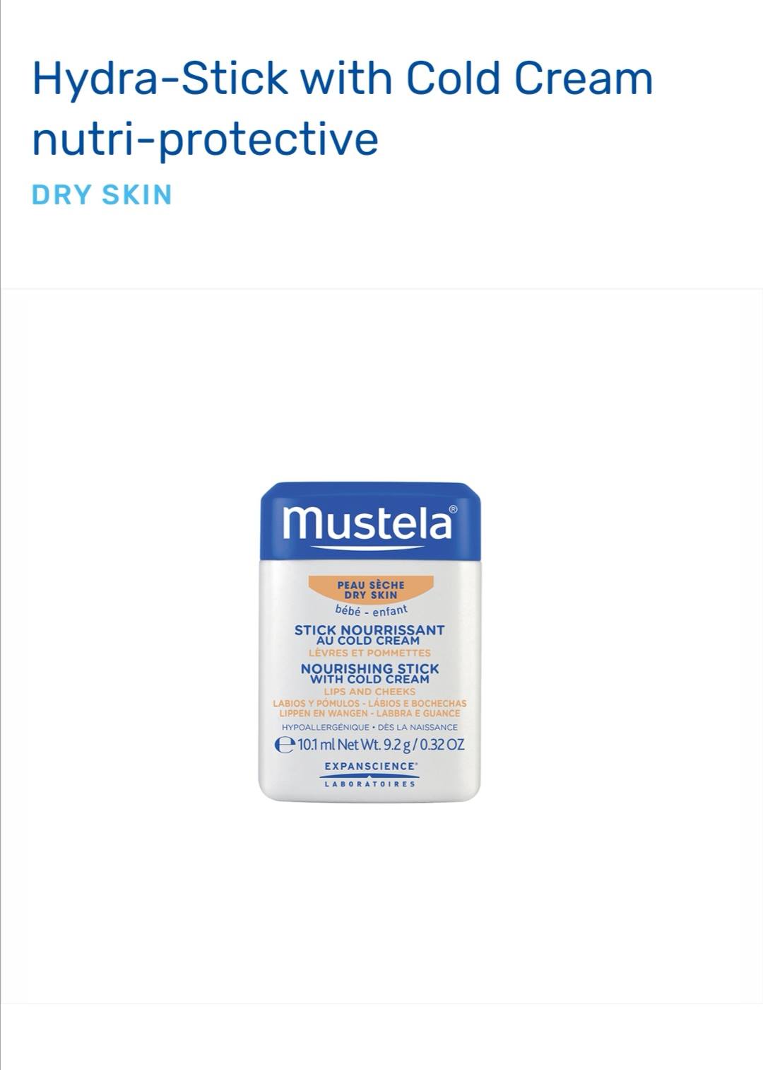 We Love Babies Nourishing Stick For Baby And Child With Cold Cream For Dry Areas Exposed To External Factors Such As The Lips And Cheeks From Birth On 1 Share Stick 9 2g