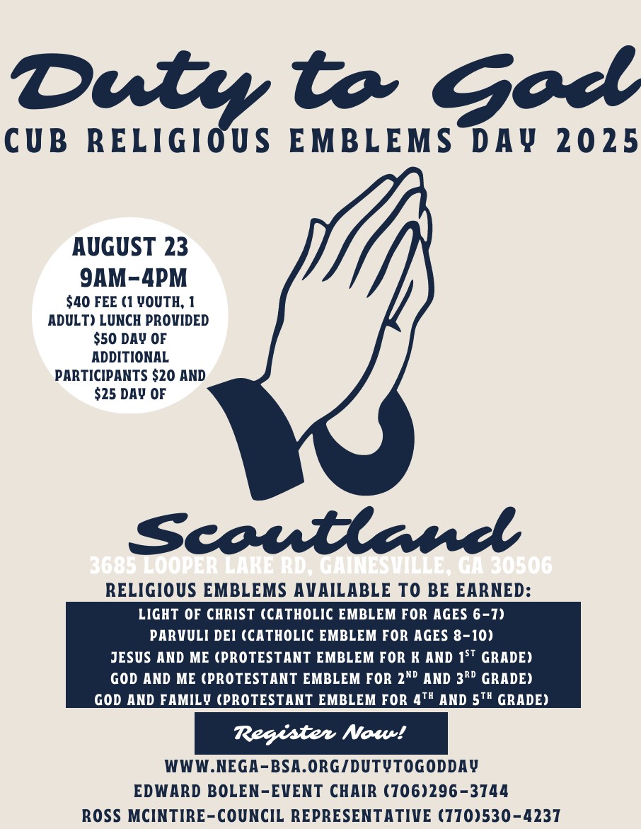 Chattahoochee - 🛐 Duty to God Day 2025 – Let’s Earn Those Emblems! 🛐 ...