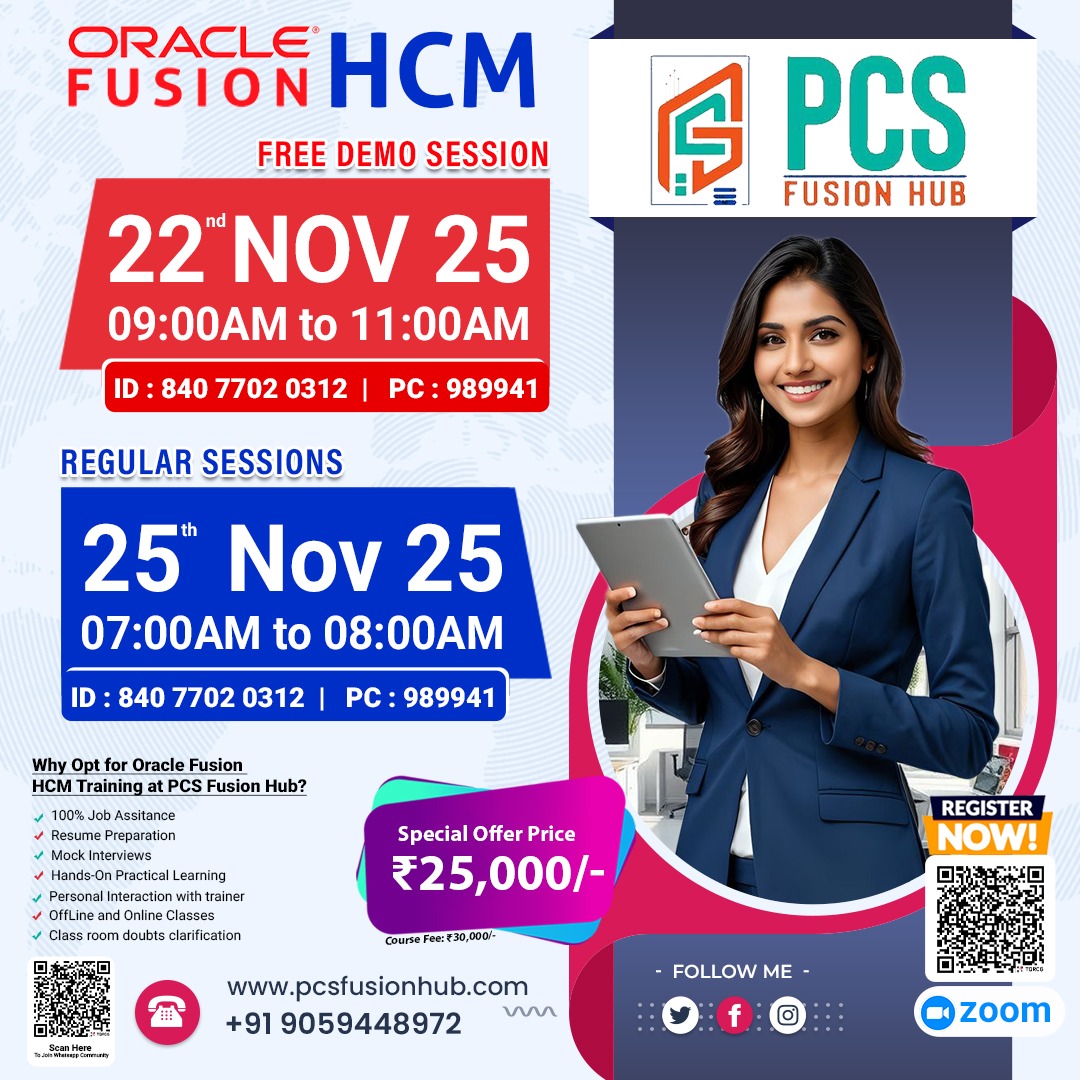 Oracle Fusion HCM - Free Demo Session on 22nd Nov 2025