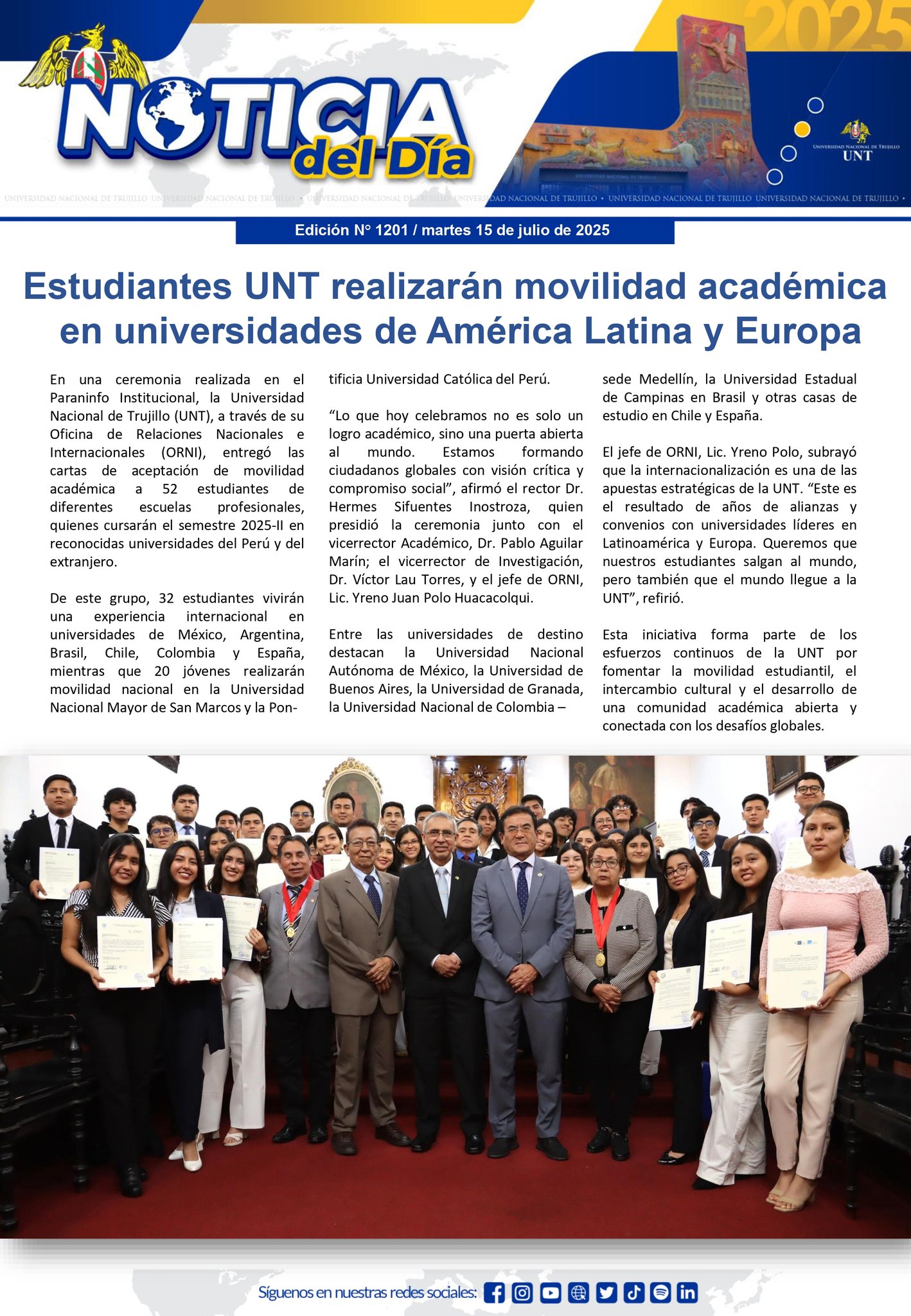 Oficina de Relaciones Nacionales e Internacionales - UNT | Trujillo
