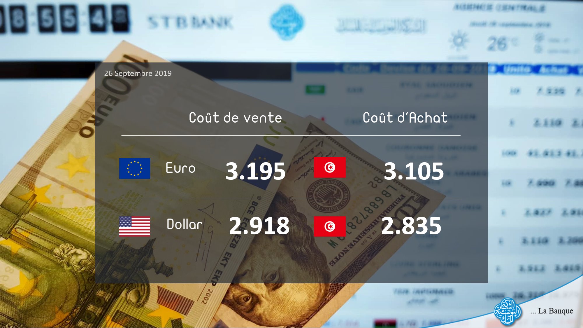 STB Bank الشركة التونسية للبنك - 💵COURS DE CHANGE💶 Vous pouvez ...