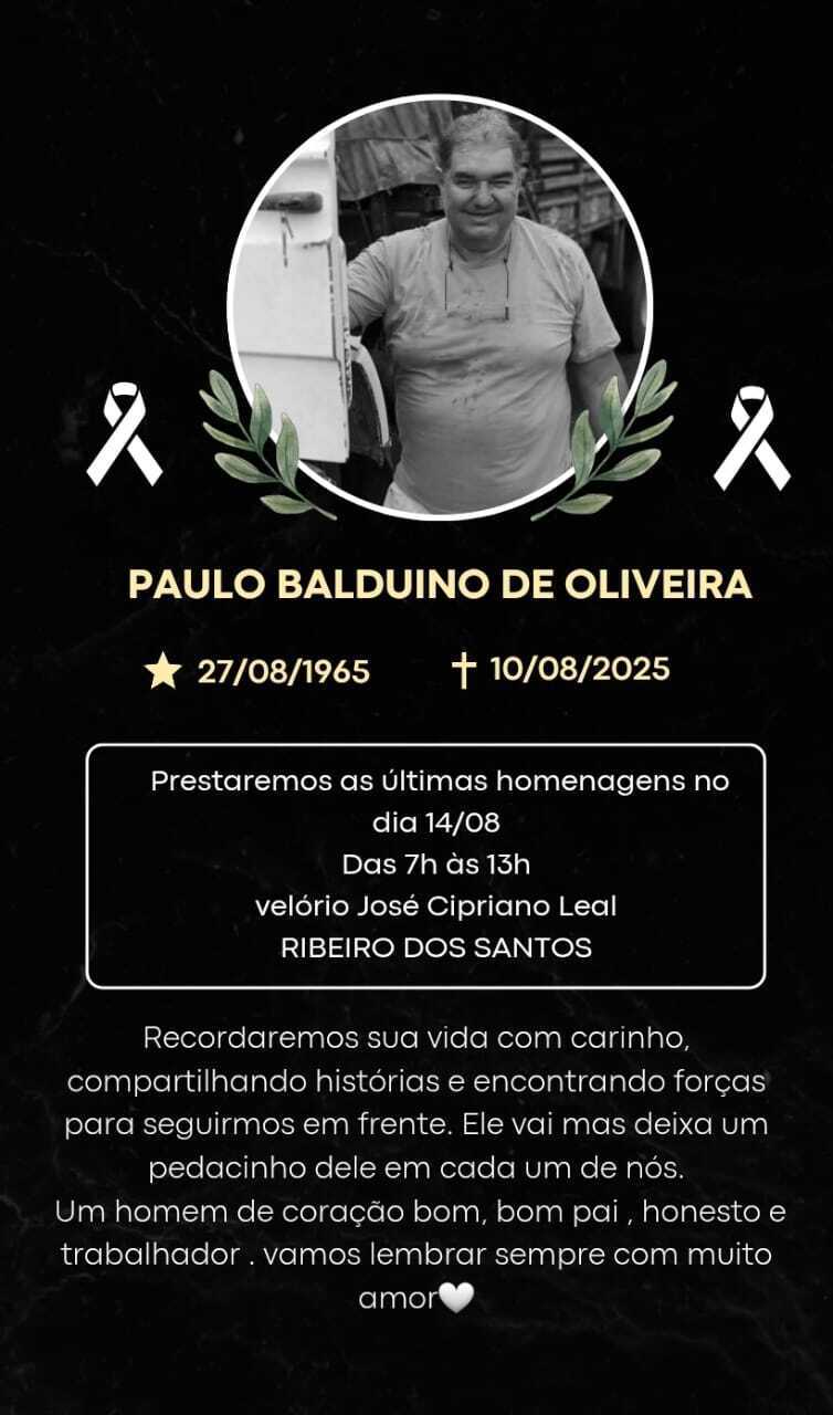 Olímpia24horas - 🕊️ Homenagem de Despedida - Paulo Balduino de Oliveira ...