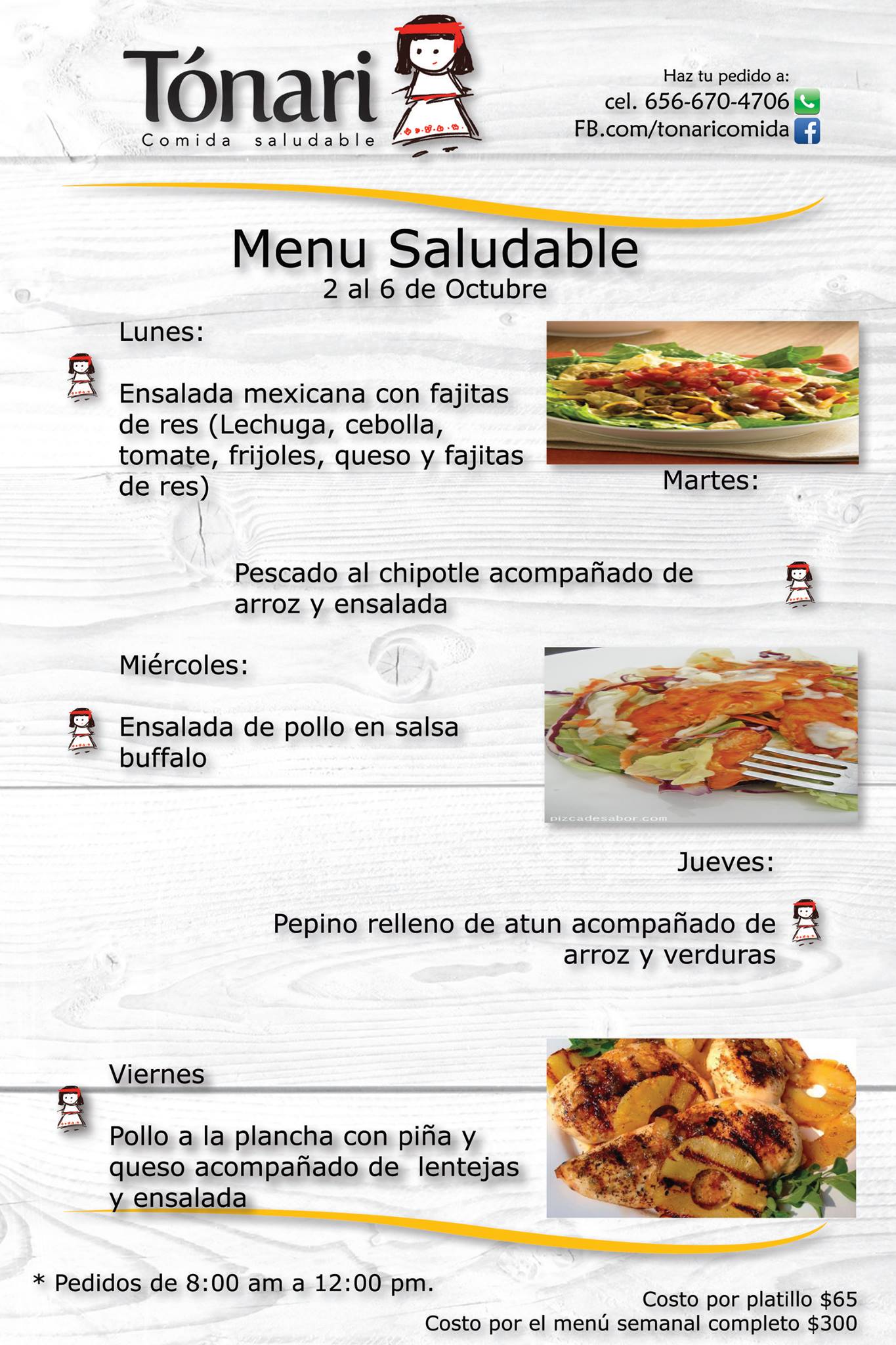Menú semanal del 2... - Tonari Comida Saludable a Domicilio