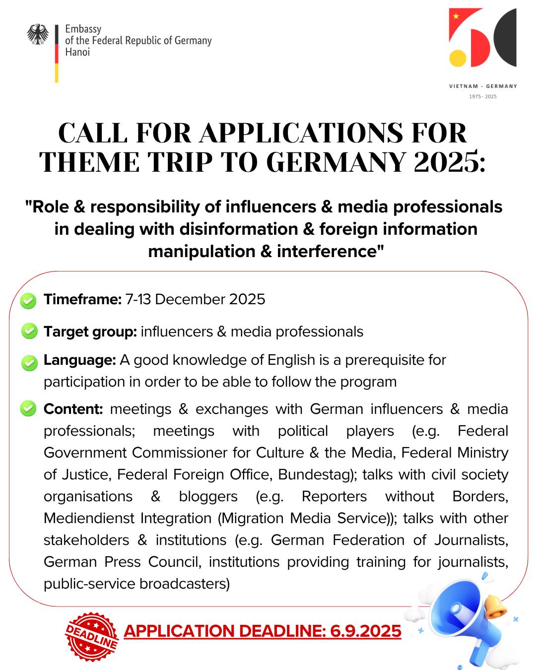 German - 📢CALL FOR APPLICATIONS FOR VISITORS PROGRAMME TO GERMANY 🇩🇪 IN ...