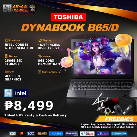 💻 LAPTOP TOSHIBA B65/D – INTEL CORE i5 6TH GEN | 8GB RAM | 256GB