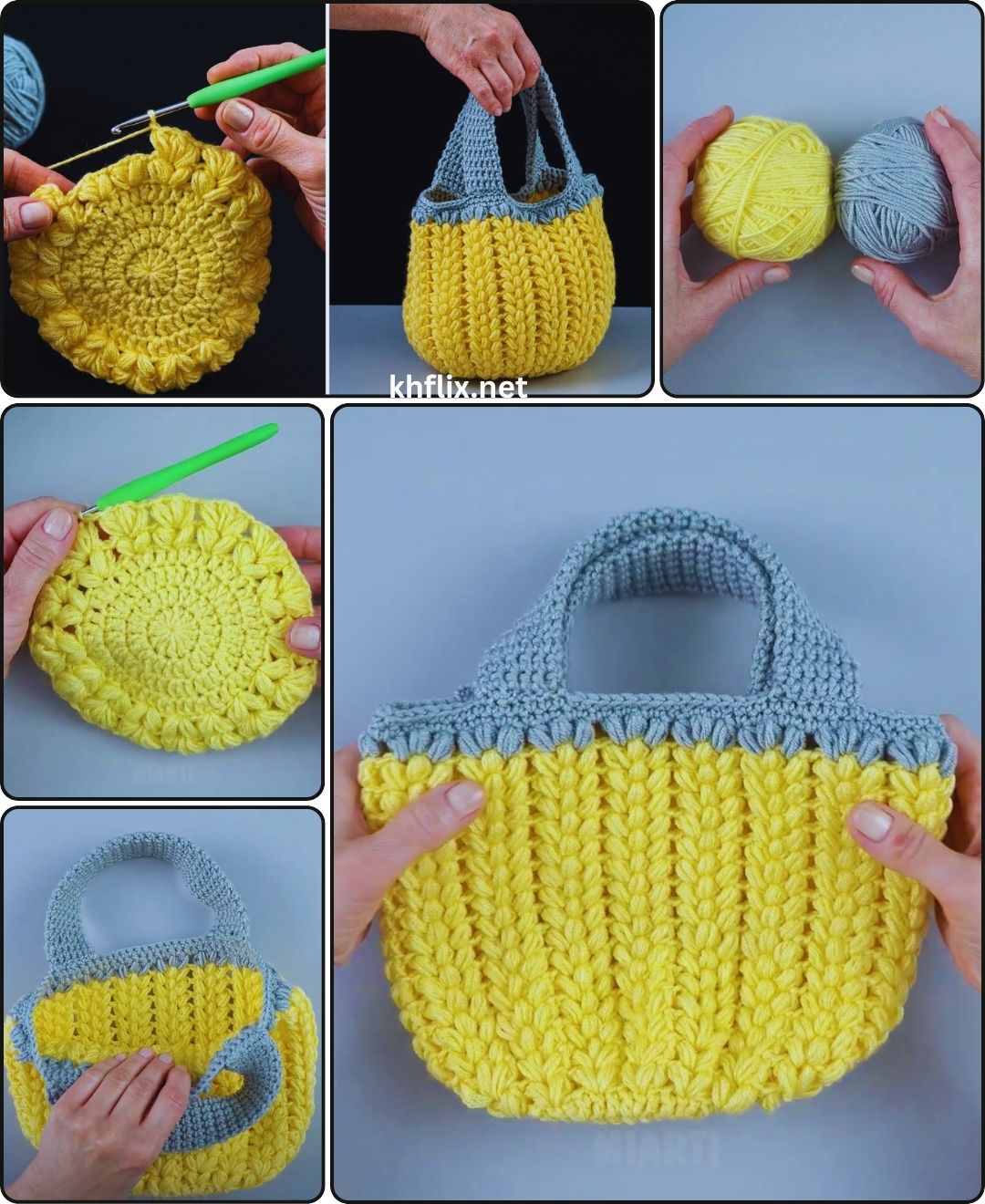クラフト 🧶👜 How to Crochet a Cute Mini Tote Bag – Yellow Color