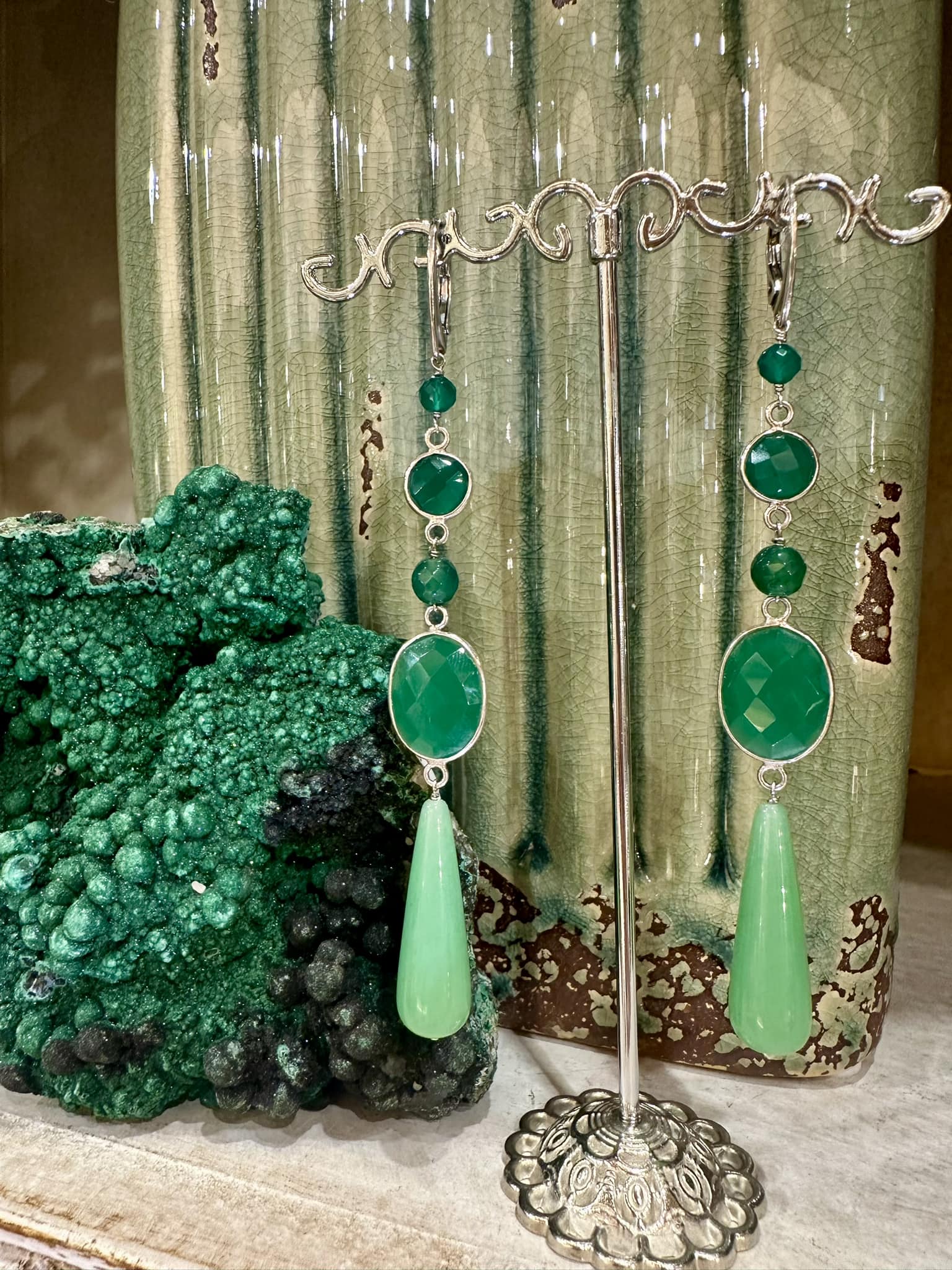 Cavigliera Argento 925 Con Sfere Di Giada Verde - Bijou - Caviglia Abaco A22 - Foto 5
