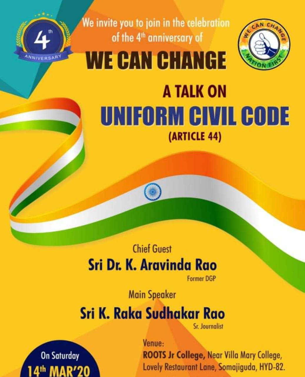 Telangana Maata - A Talk on *UCC*, BY *Dr. K. Aravinda Rao*, Former DGP ...