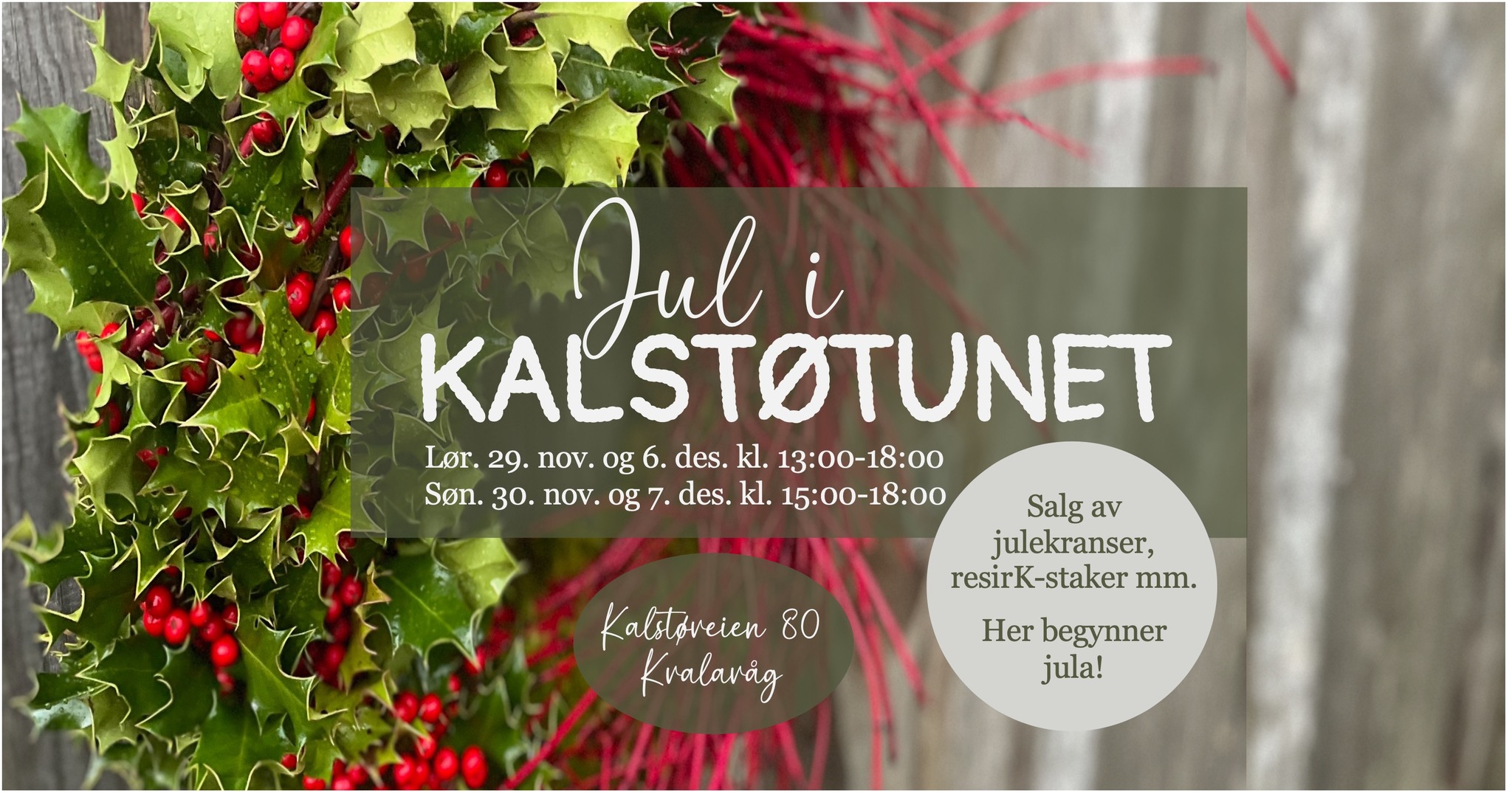 Jul i KALSTØTUNET lør. 6/12 kl. 13-18