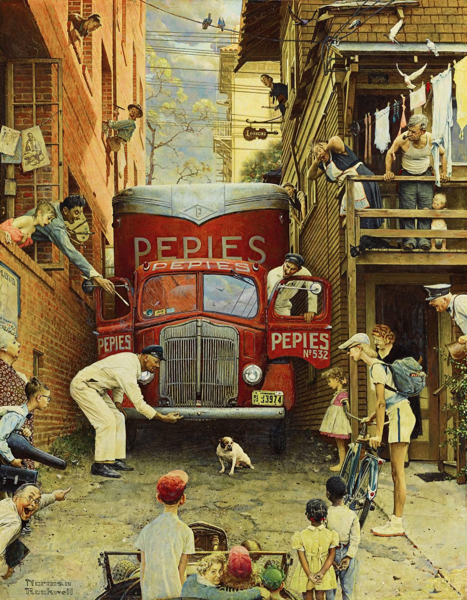 Norman Rockwell - Road Block (1949). Saturday Evening Post Cover