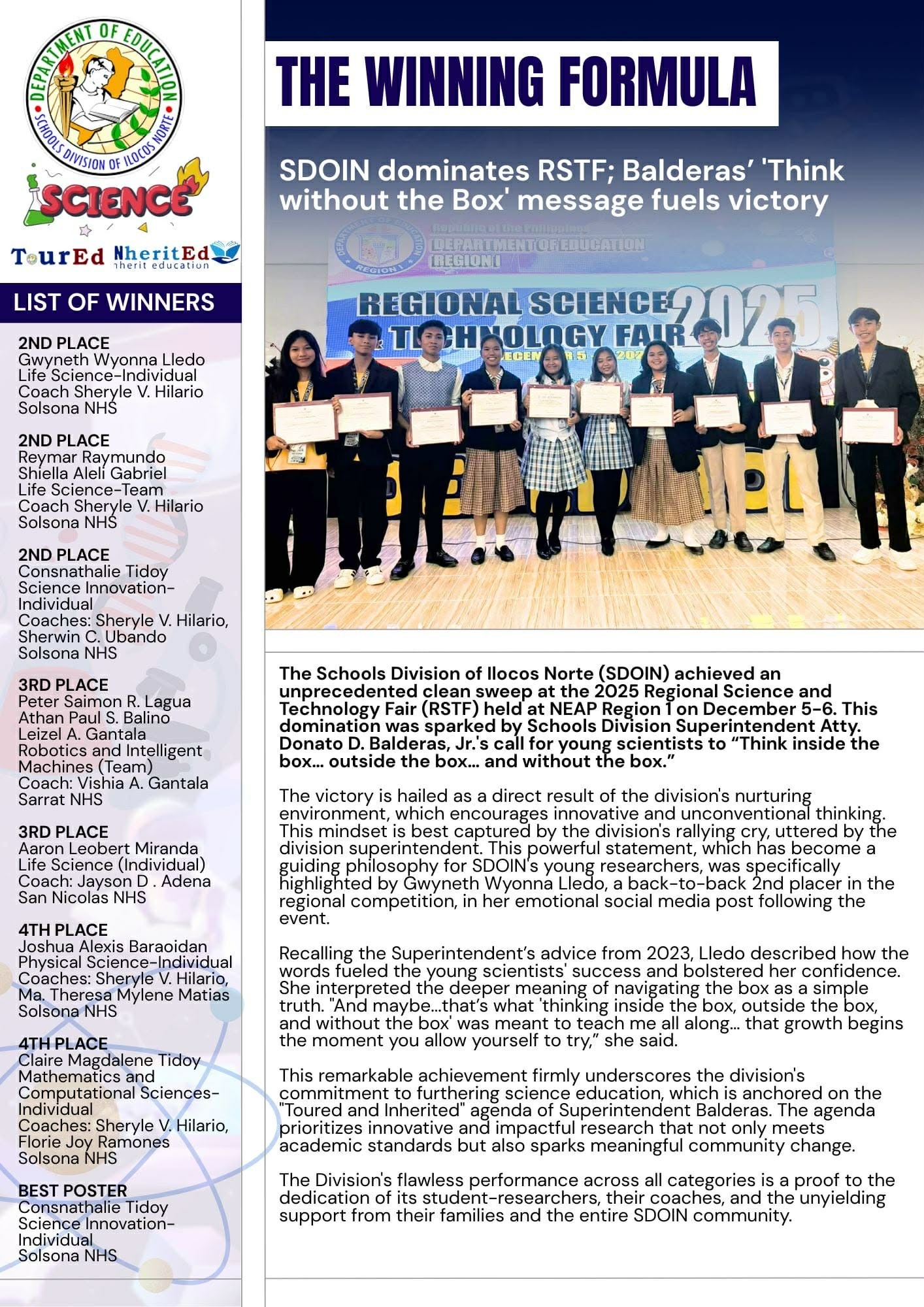 DepEd - The Schools Division of llocos Norte (SDOIN) achieved an ...