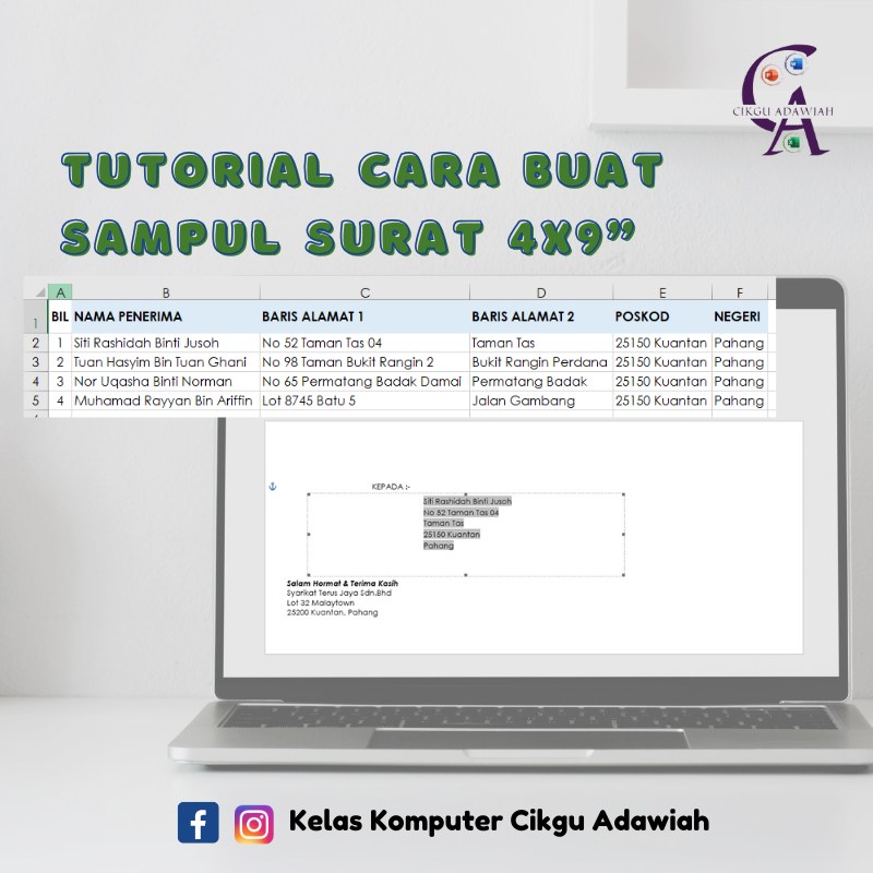 Kelas - Tutorial MS Word : Cara Buat Sampul Surat 4x9” 1. Bina 1 Folder ...