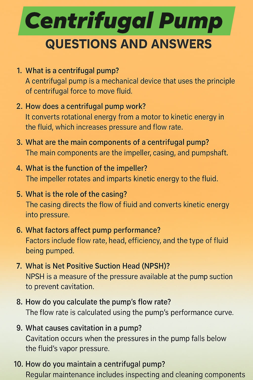 Mechanical - Centrifugal Pump Interview Questions #viralphotochallenge ...