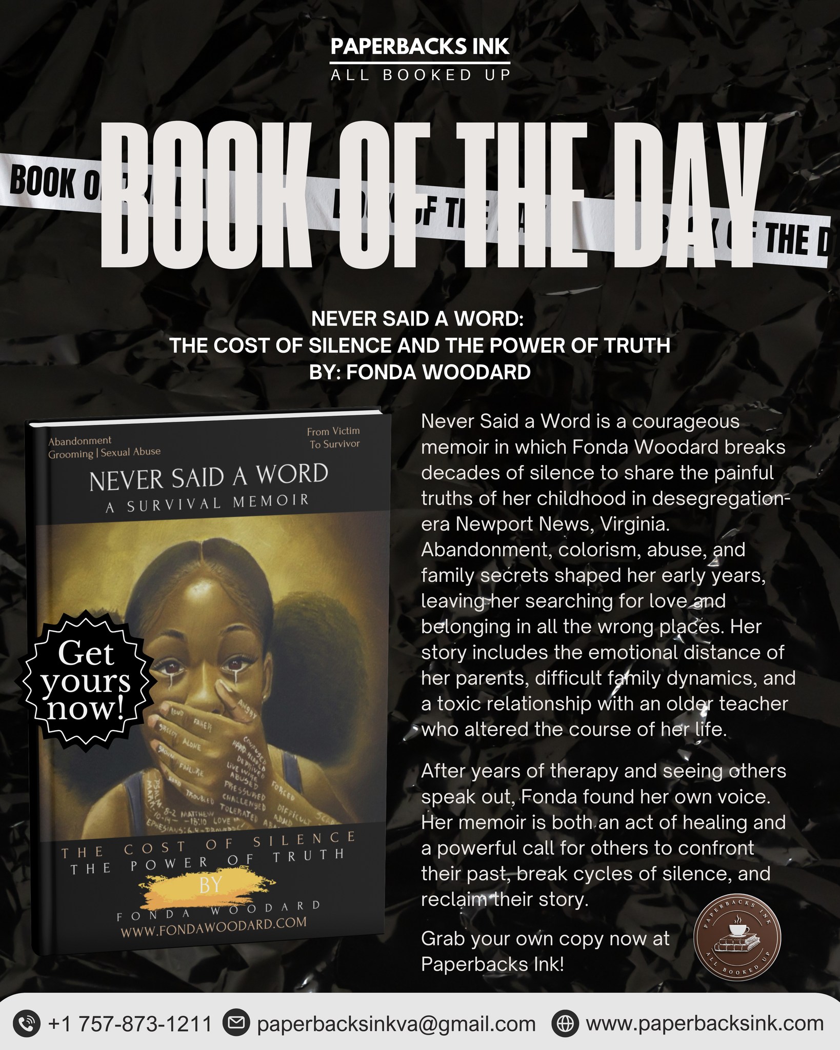 Paperbacks - 📚 BOOK OF THE DAY Never Said a Word by Fonda E. Woodard is ...