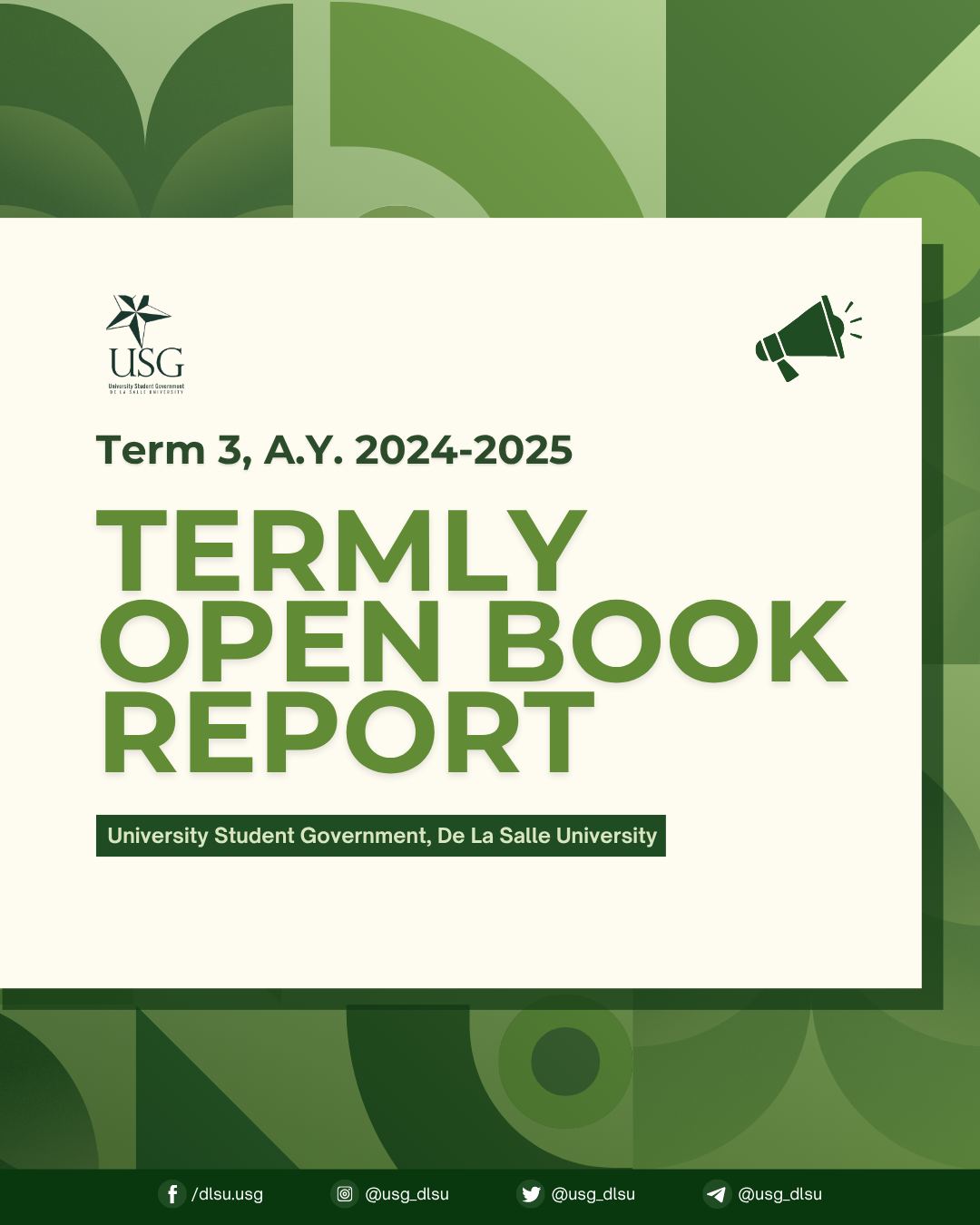 DLSU USG - [USG A.Y. 24-25 T3 | TERMLY OPEN BOOK REPORT]... | Facebook