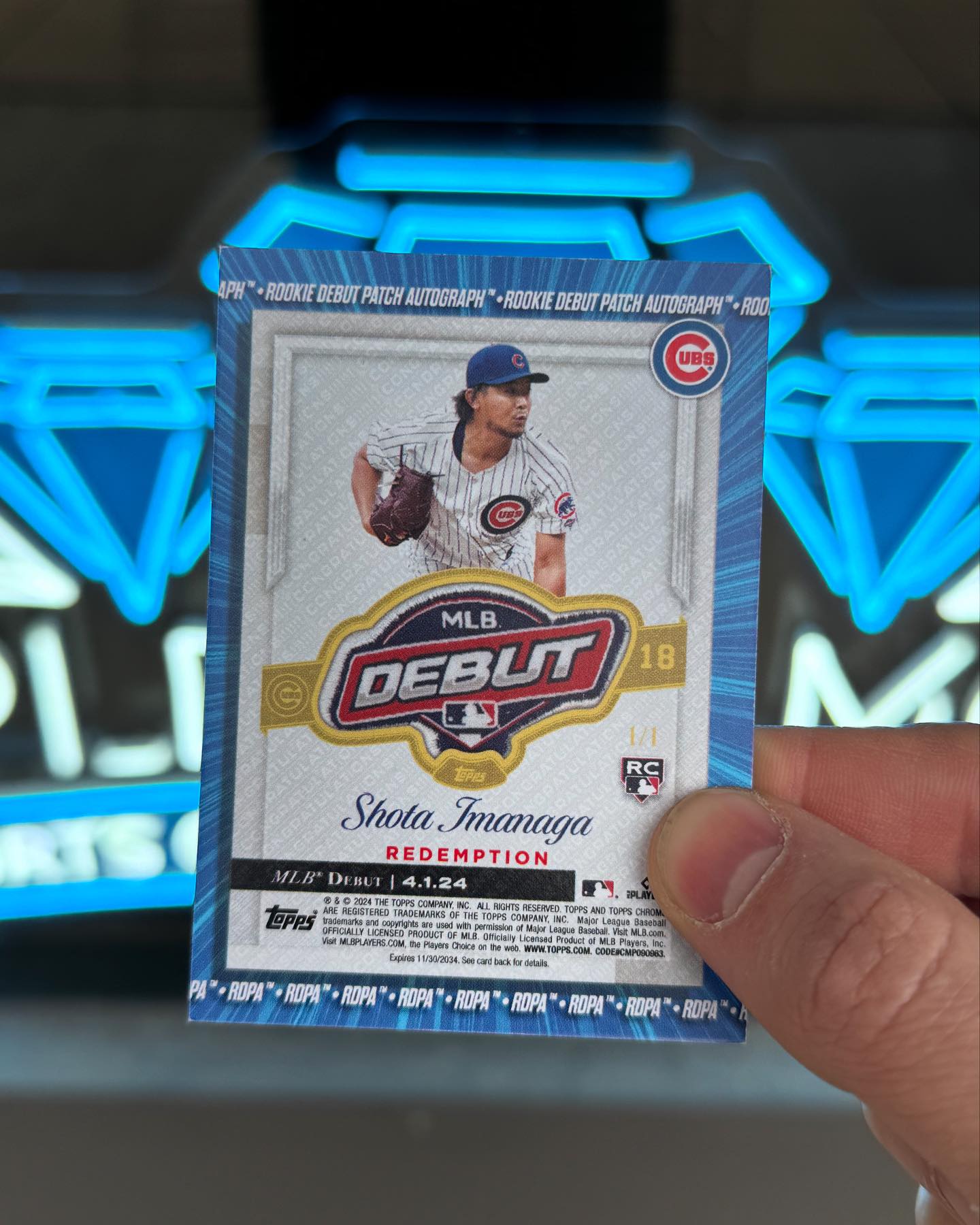 Shota Imanaga 1/1 with a sick game-used Cubs patch out of 2025 