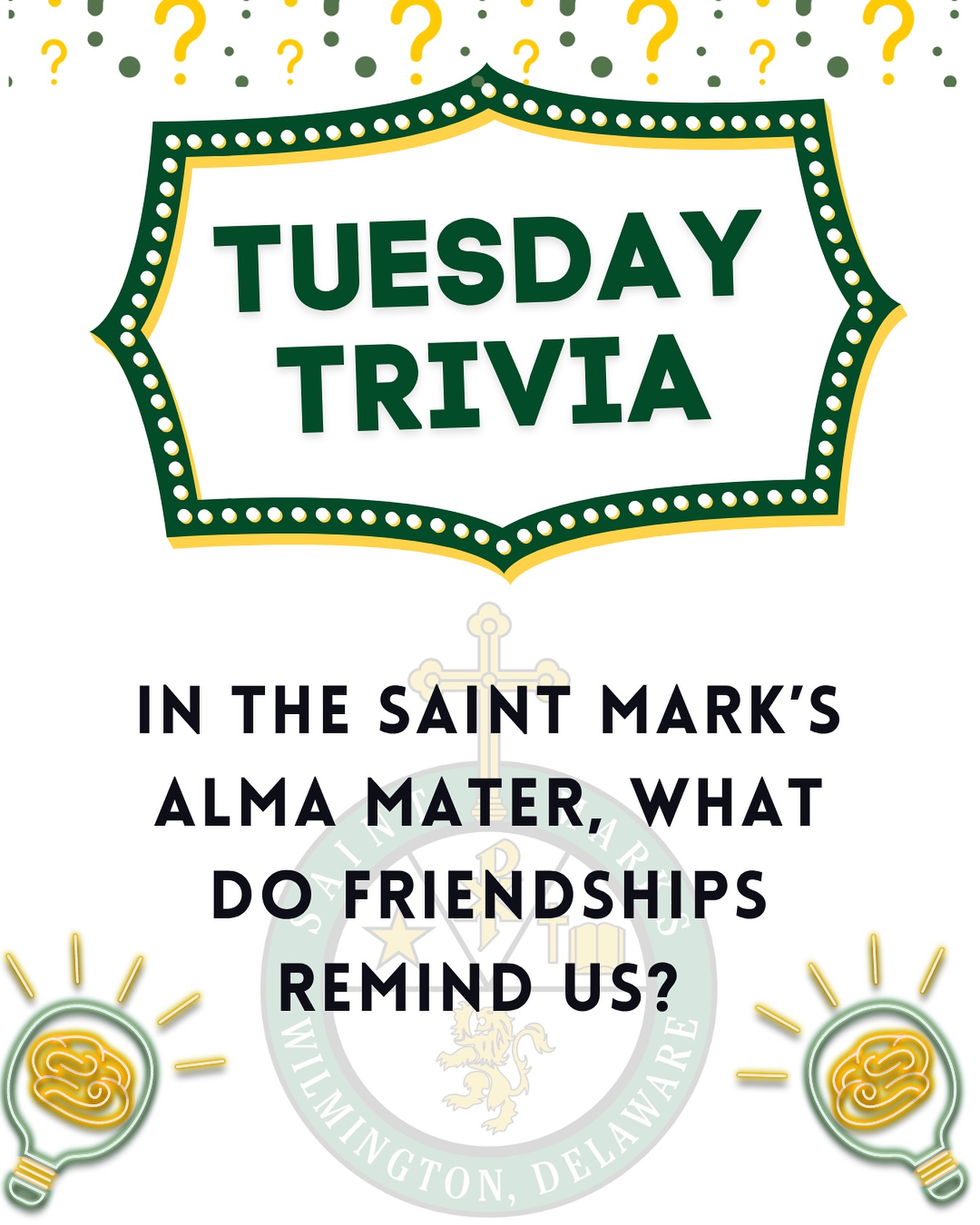 Saint Mark's HS - 💚💛 Spartan Trivia! 💛💚 In our Saint... | Facebook