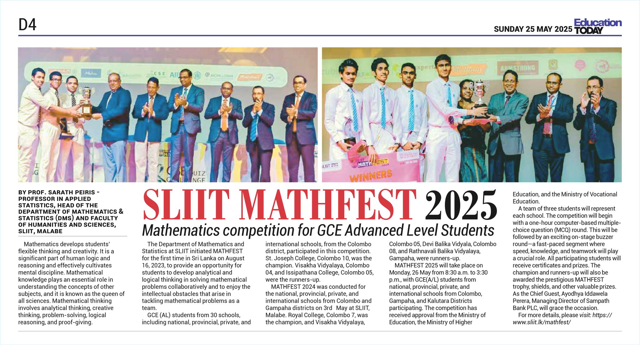 SLIIT - SLIIT MATHFEST 2025 - Mathematics competition for... | Facebook