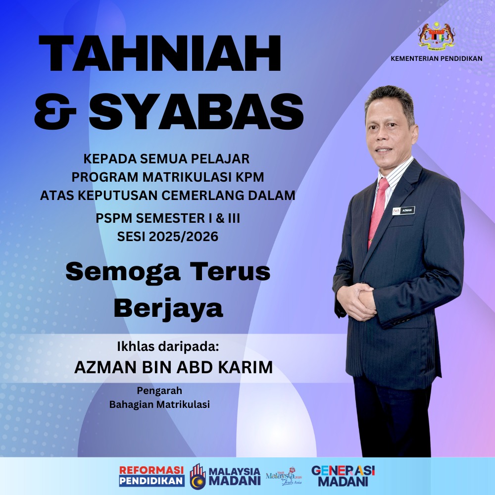 Tahniah dan... - Program Matrikulasi Kementerian Pendidikan | Facebook