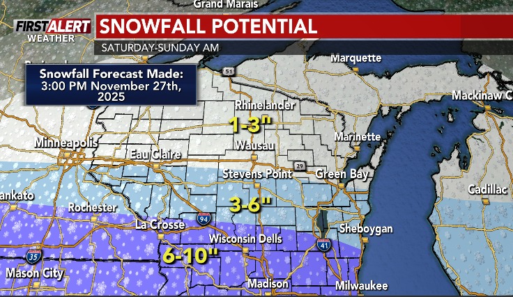 WSAW - [11/27/2025] First Alert Weather Days Saturday afternoon through ...
