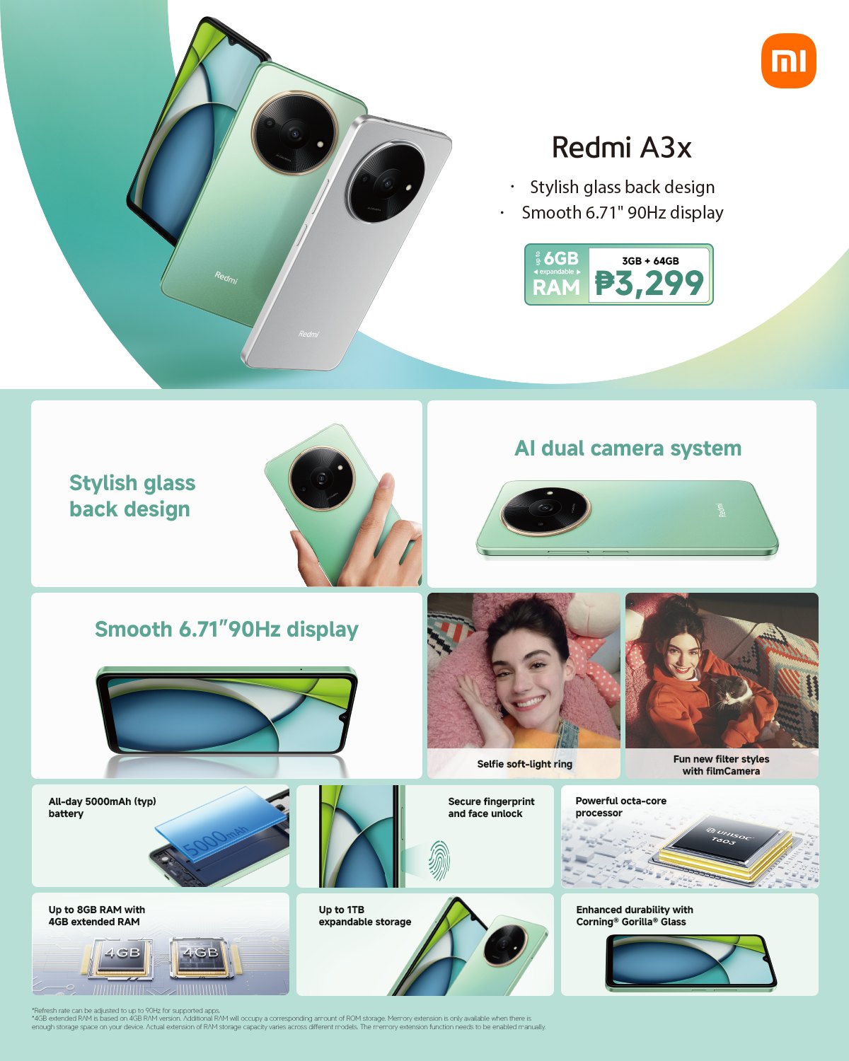The Xiaomi Mi A3 has three cameras - a 48MP regular, an 8MP