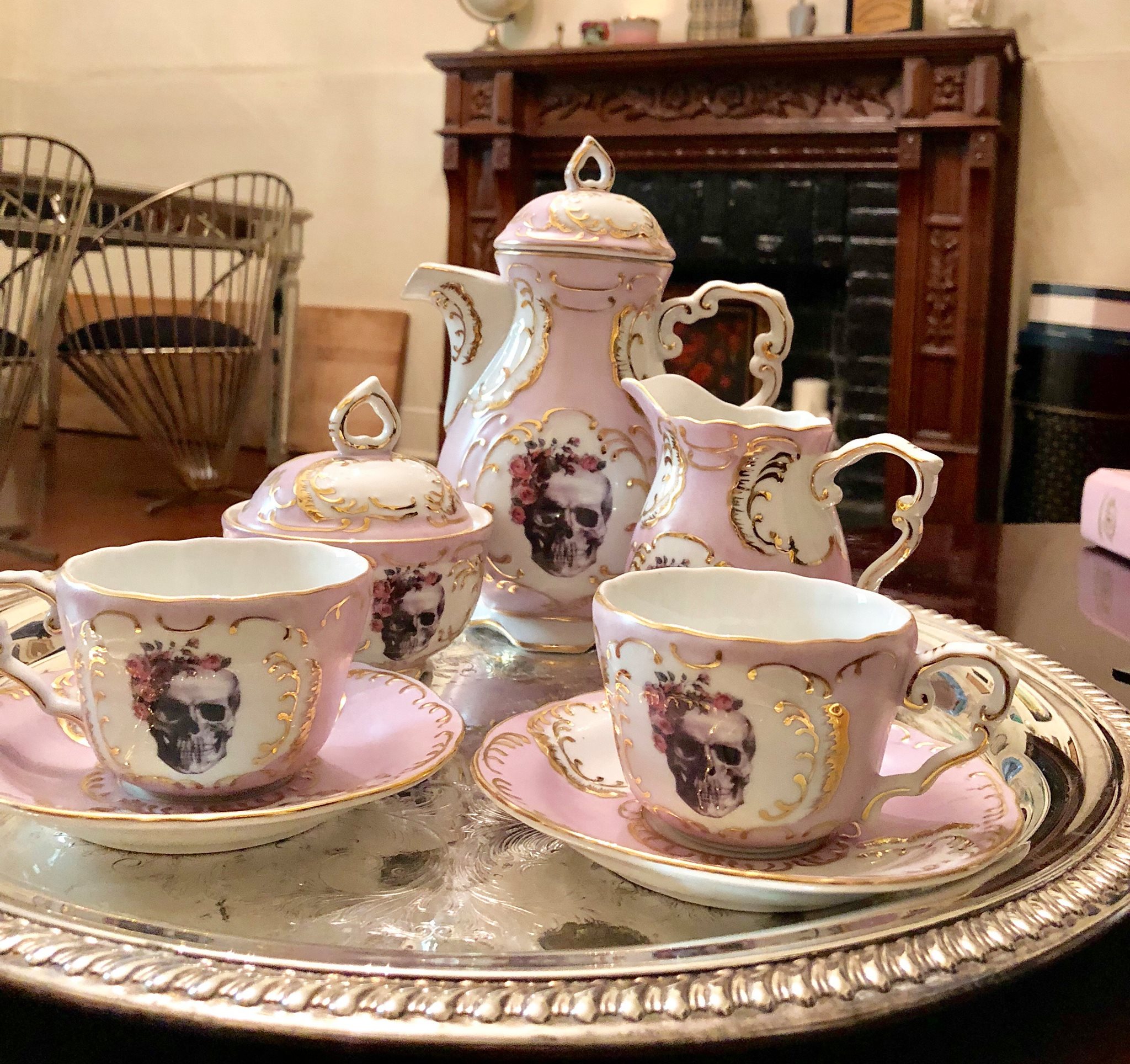 Our lovely pink skull tea set at the... - Angioletti Designs | Facebook