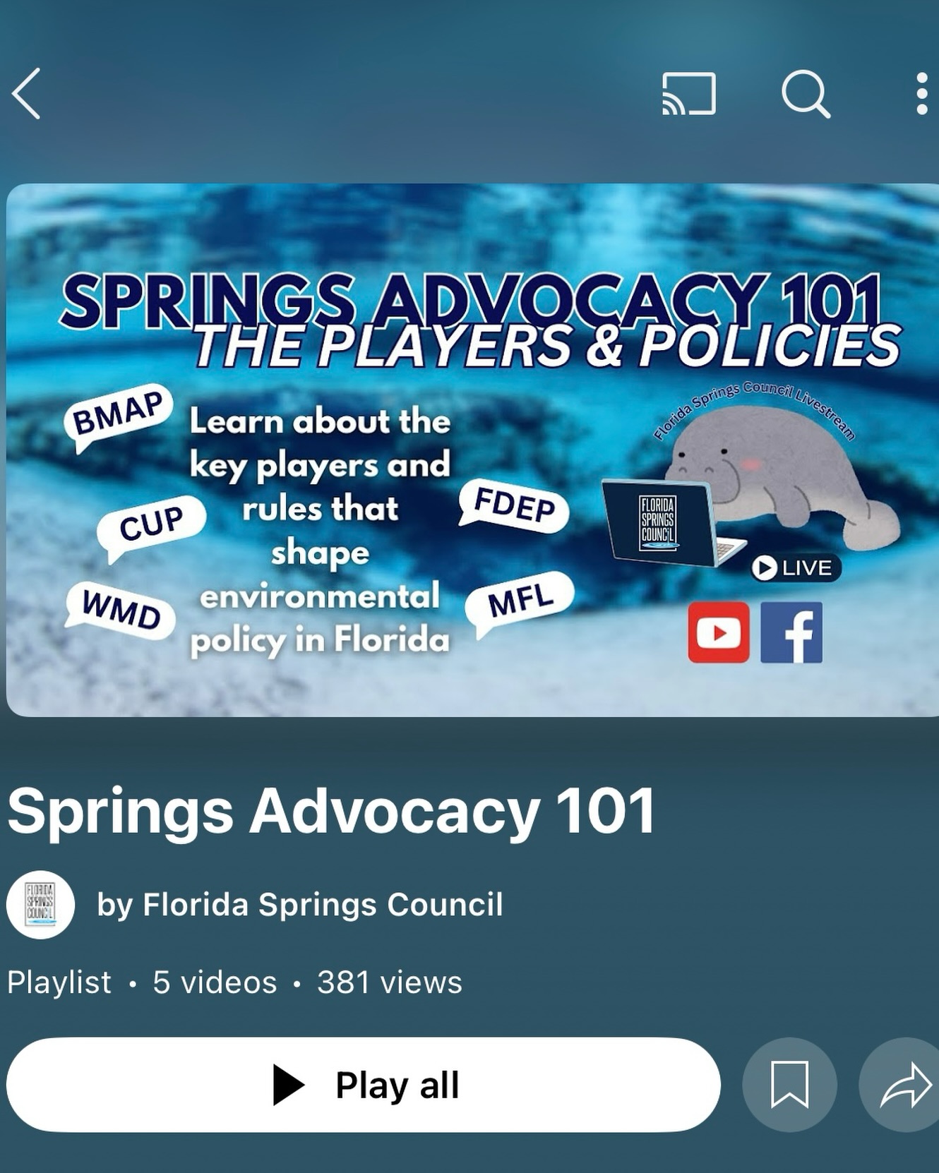 Back in July, we started a new... - Florida Springs Council | Facebook