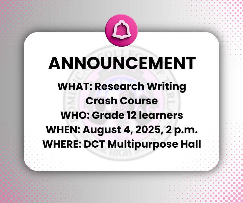 Dominican - Attention: Grade 12 learners are expected to attend a Crash ...