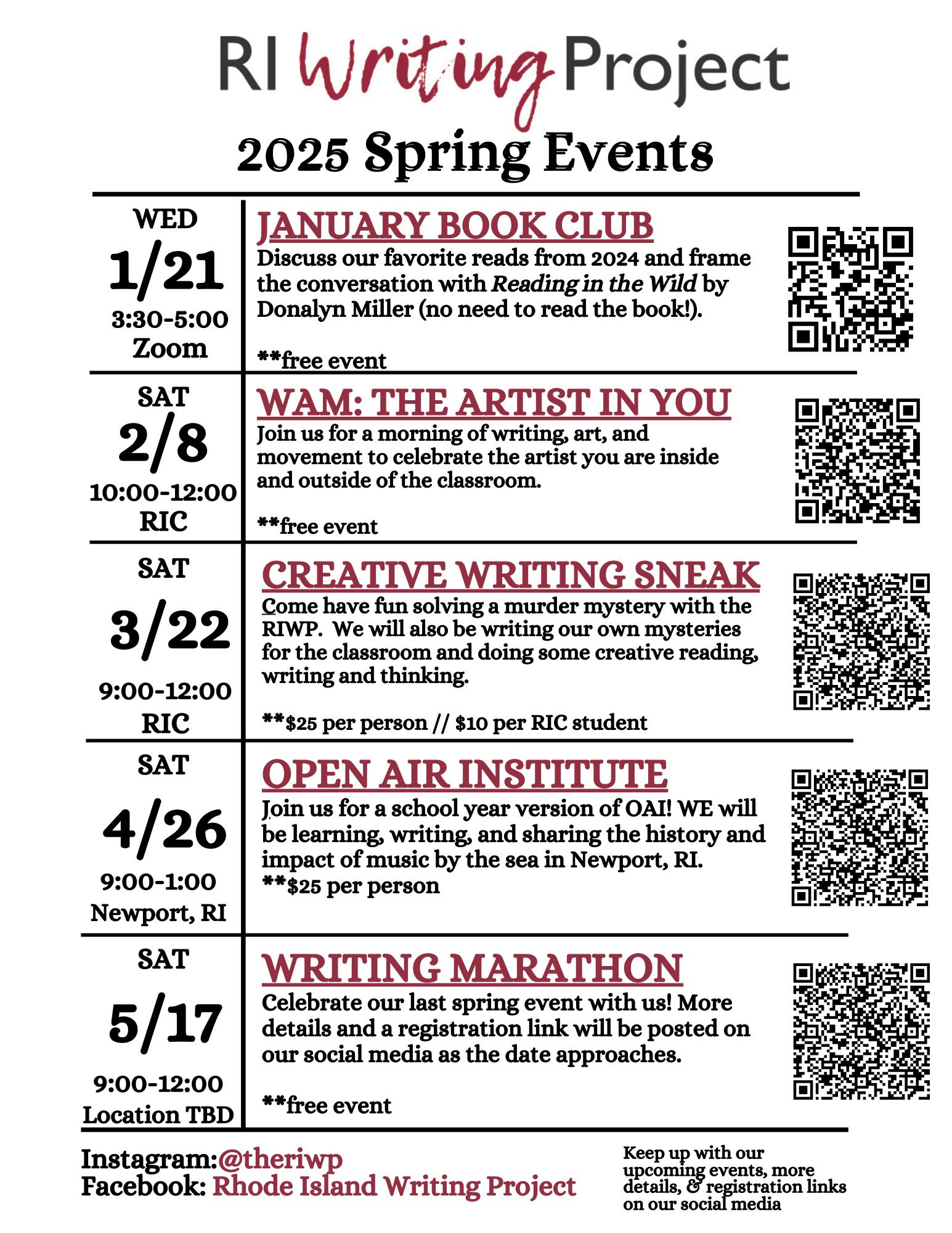 These are all of our events... - Rhode Island Writing Project | Facebook