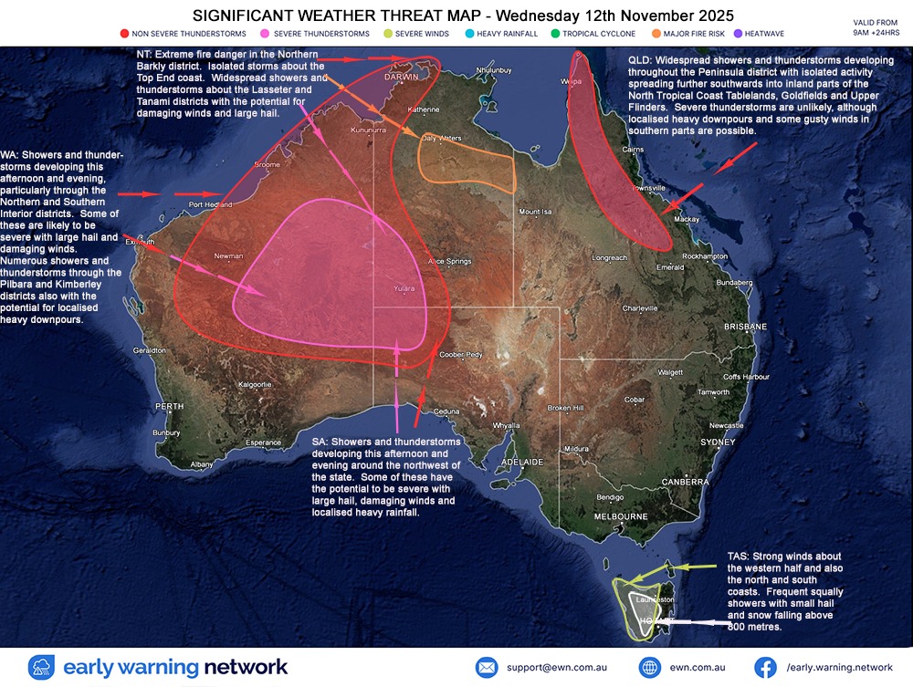 The Early - Significant Weather Threat Map Wednesday, 12 November 2025 ...