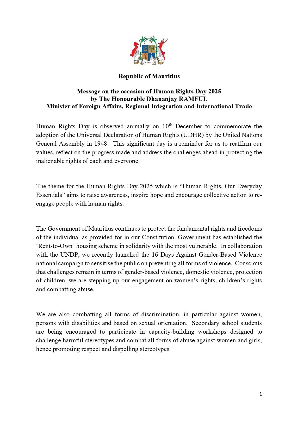 Human Rights Division | Port Louis