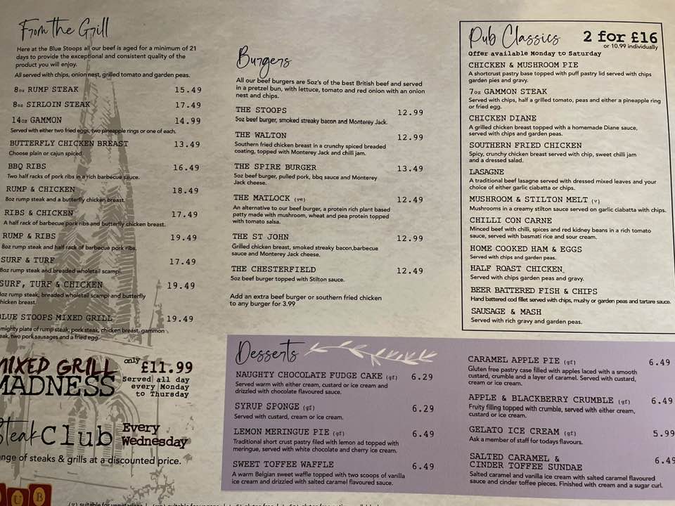 Blue Stoops Walton new menu for... - Blue Stoops Walton