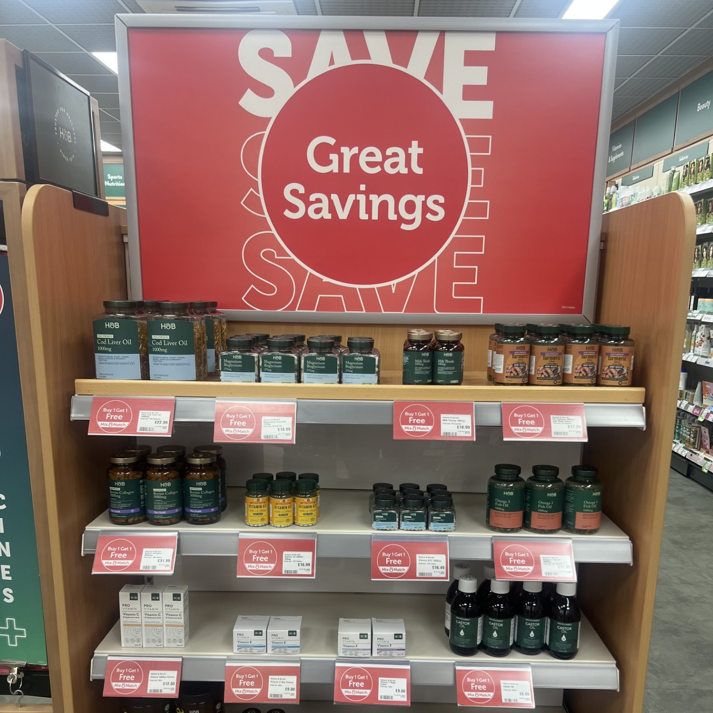Its buy one get one free on selected items at Holland and Barrett. That means you can get Magnesium Glycinate 375mg (90 Capsules) and High Strength Turmeric 600mg (90 Capsules) for only £
