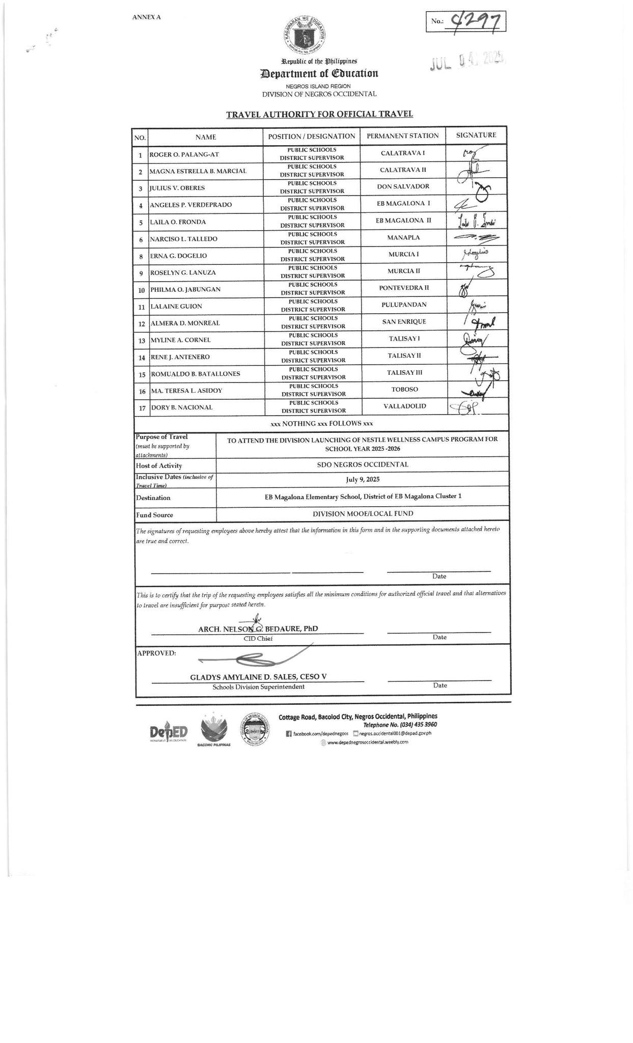 DEPED - Division of Negros Occidental - Division Memorandum No. 311, s ...