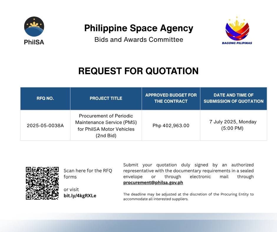 📢 Request for Quotation The... - Philippine Space Agency | Facebook